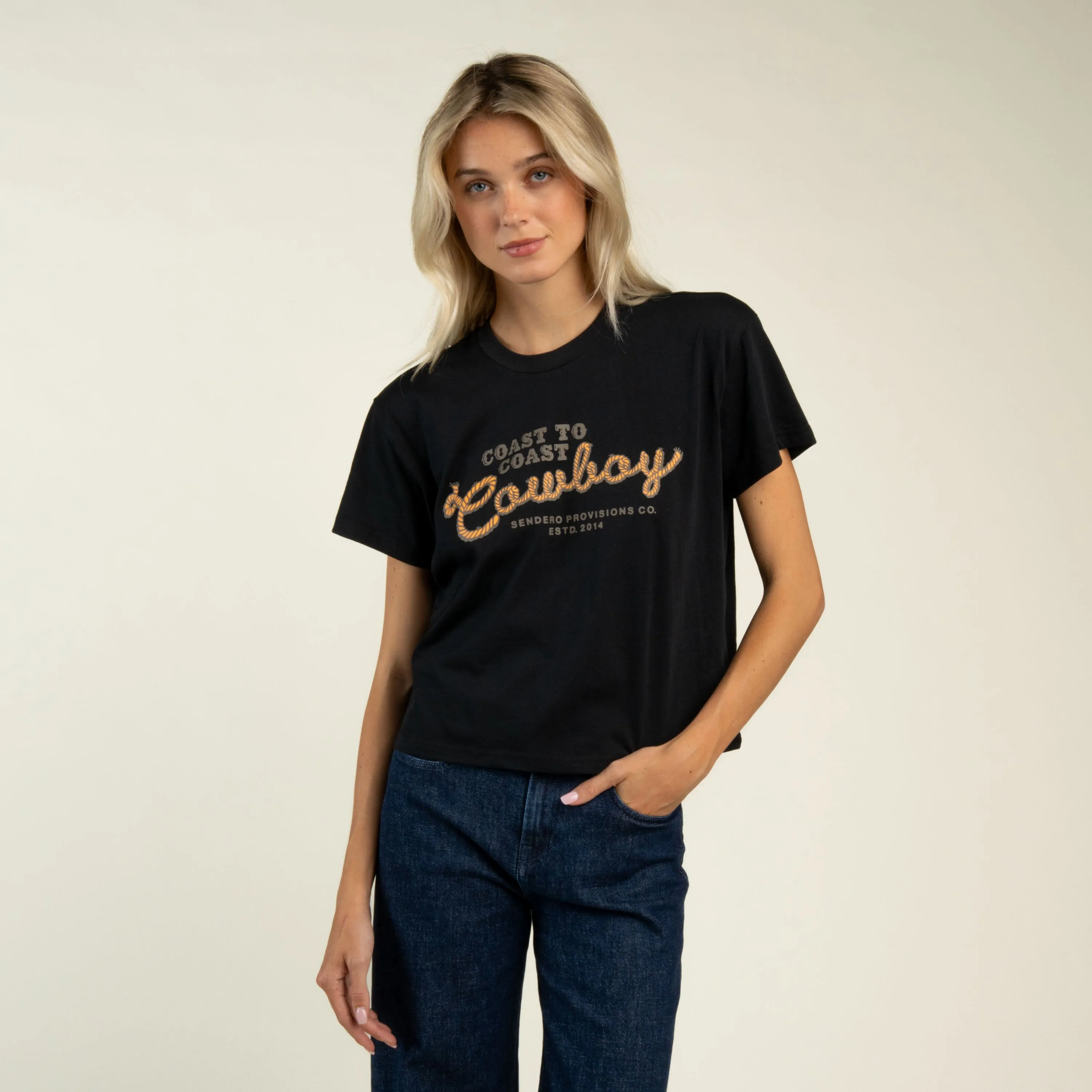Coast to Coast Boxy Tee - Black sold by Sendero Provisions CO