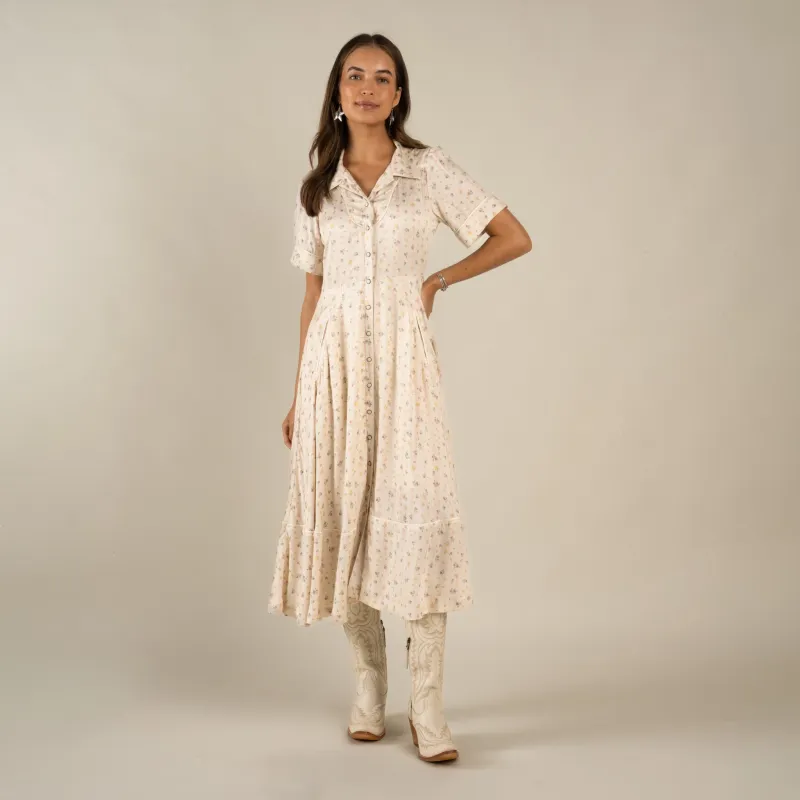 La Dahlia Dress - Dustbloom - Antique White made by Sendero Provisions CO