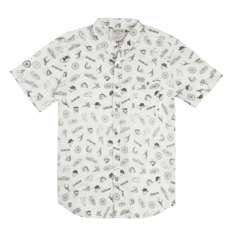 City Slicker Button Up Short Sleeve - Trout Shop Print - Cream made by Sendero Provisions CO