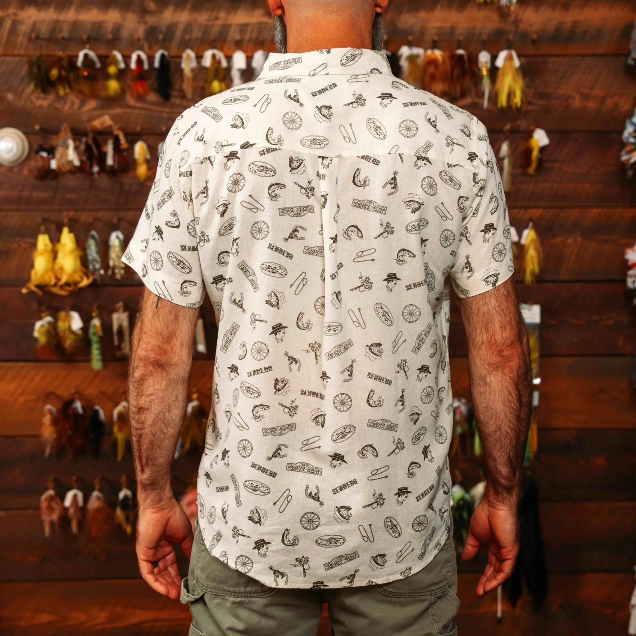 City Slicker Button Up Short Sleeve - Trout Shop Print - Cream sold by Sendero Provisions CO product image thumbnail 4