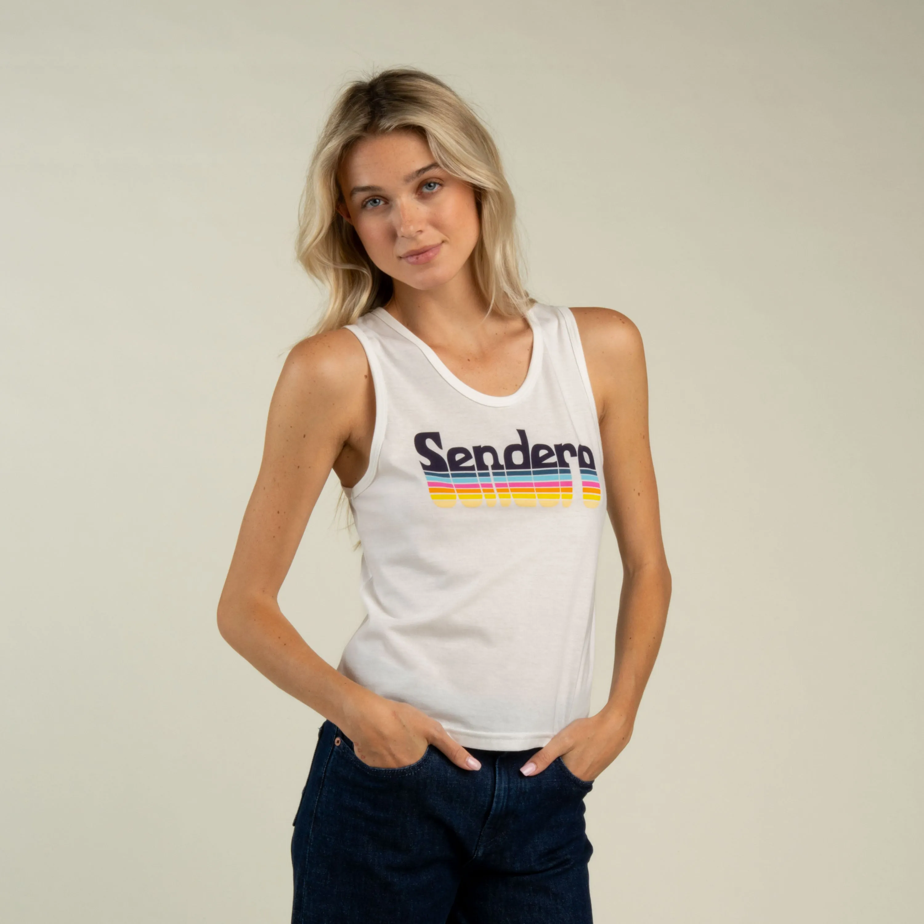 Retro Logo Tank Top - Vintage White sold by Sendero Provisions CO