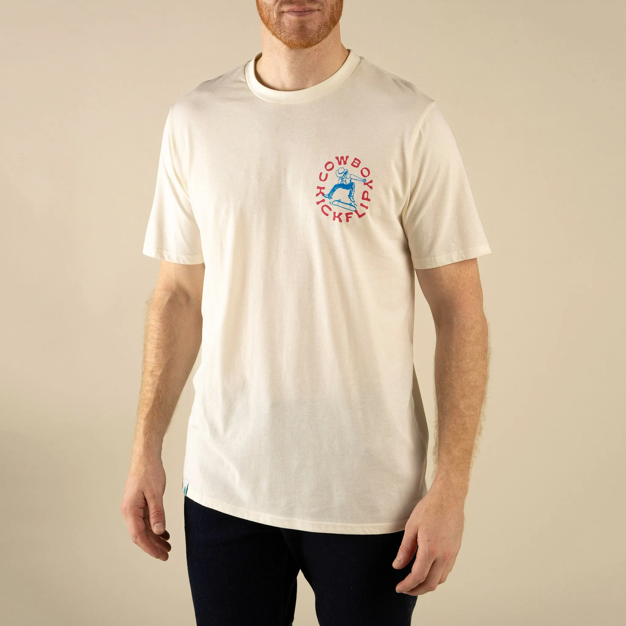 Cowboy Kickflip T-Shirt - Vintage White sold by Sendero Provisions CO