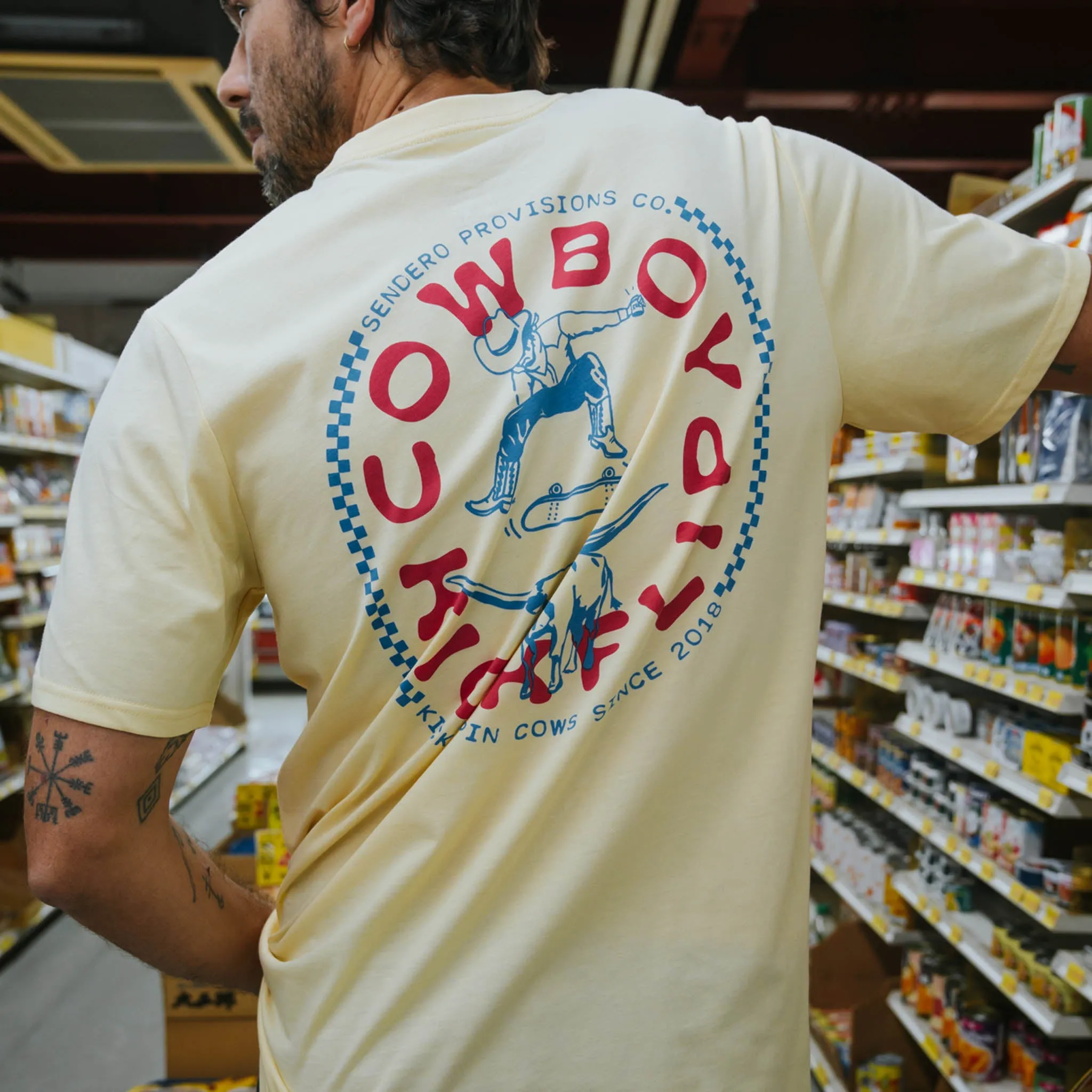 Cowboy Kickflip T-Shirt - Cream sold by Sendero Provisions CO product image thumbnail 2