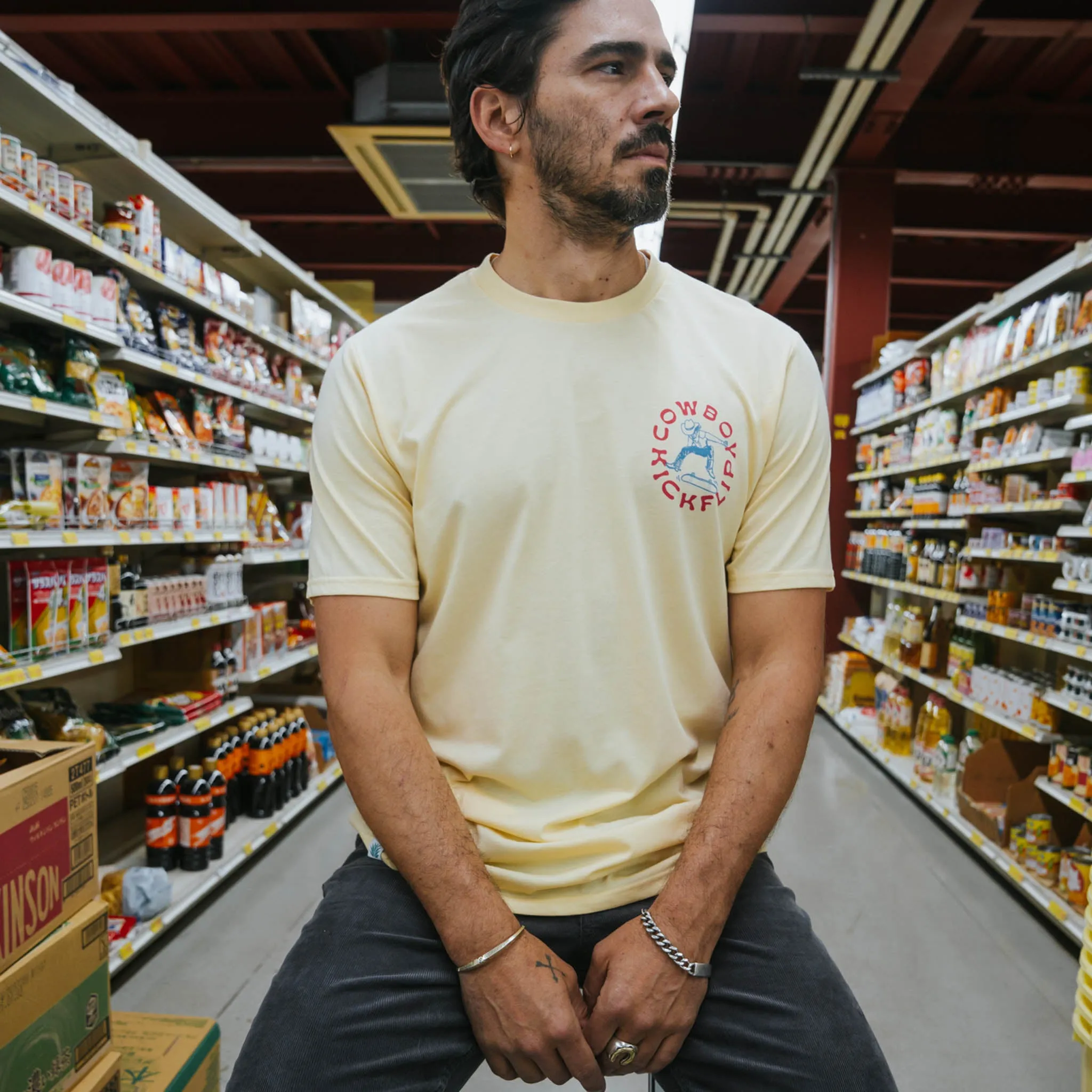 Cowboy Kickflip T-Shirt - Cream sold by Sendero Provisions CO product image thumbnail 3