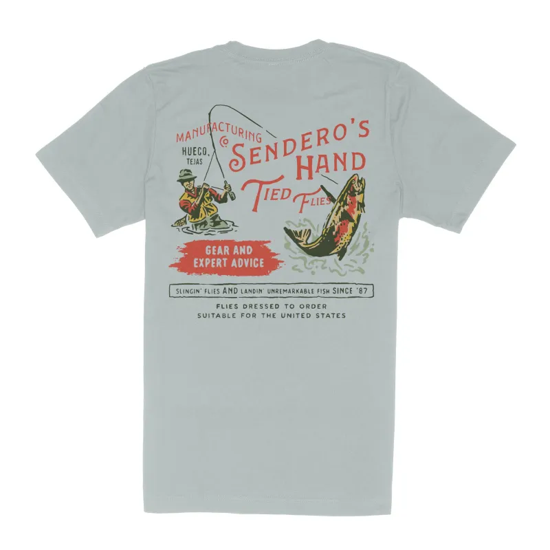 Hand Tied Flies T-Shirt - Big Sky Blue made by Sendero Provisions CO