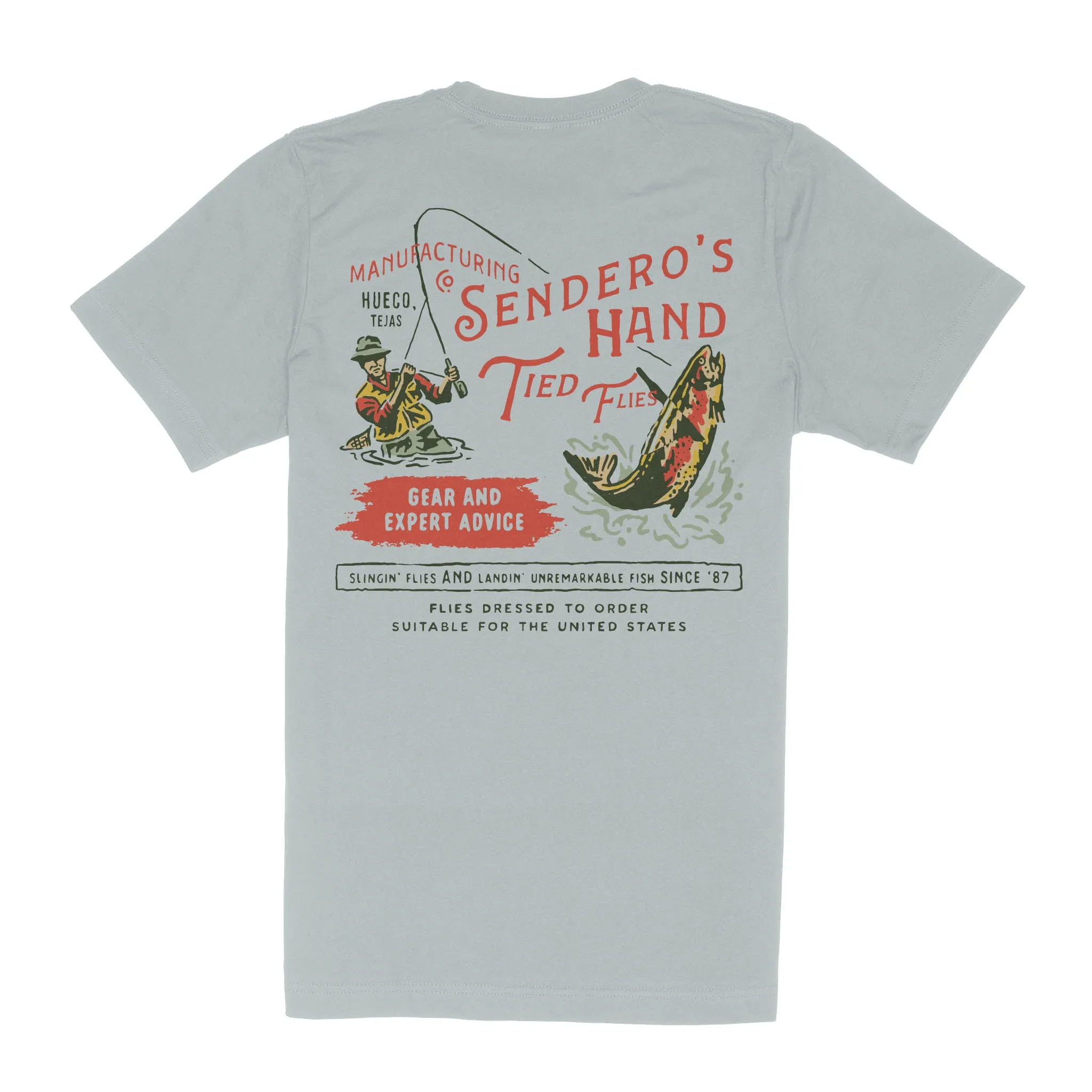 Hand Tied Flies T-Shirt - Big Sky Blue sold by Sendero Provisions CO