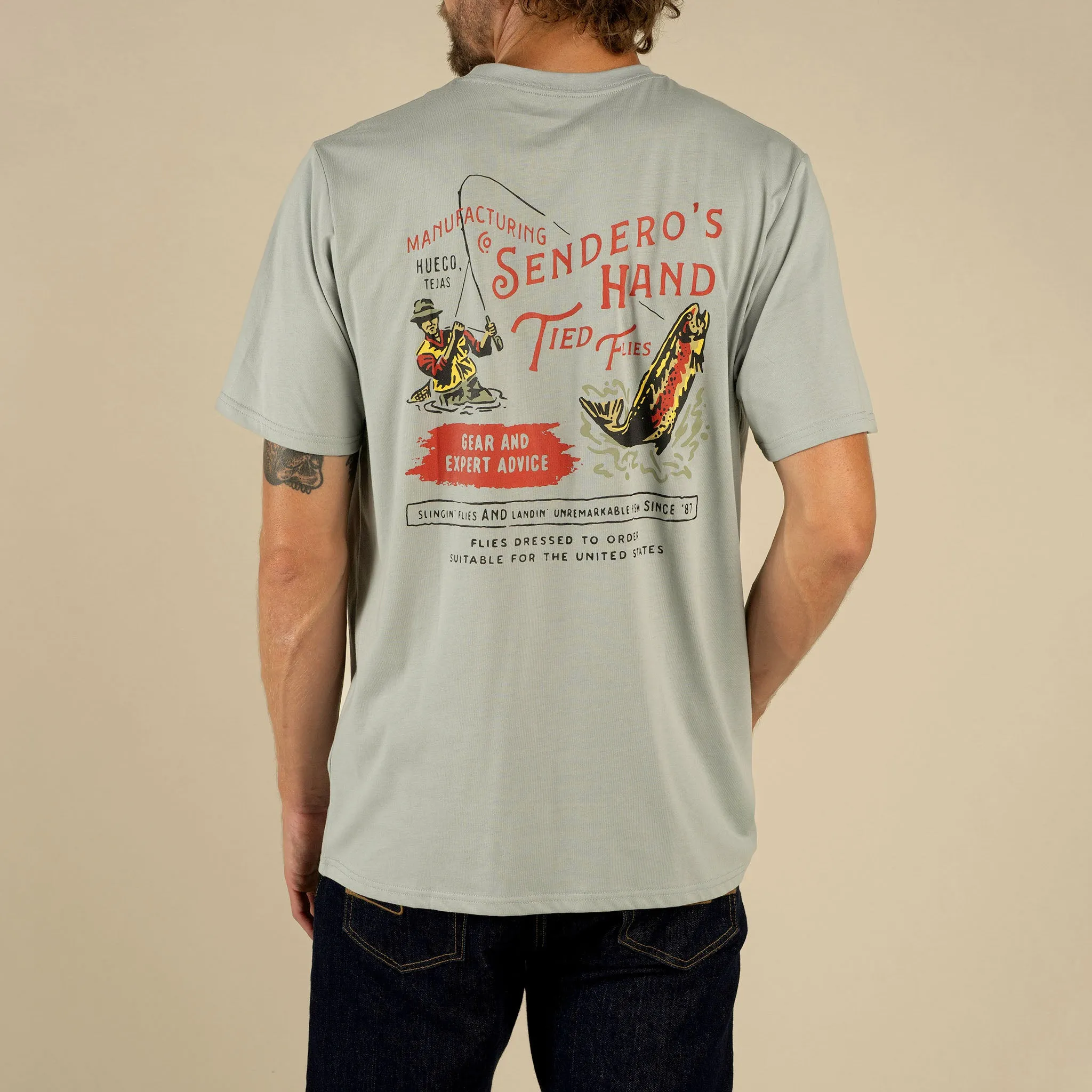 Hand Tied Flies T-Shirt - Big Sky Blue sold by Sendero Provisions CO product image thumbnail 4