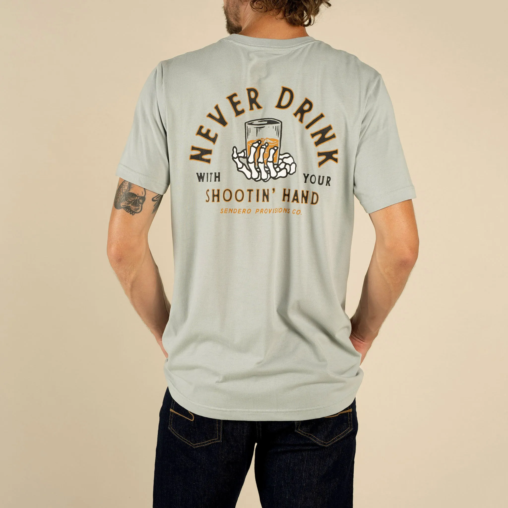 Shootin' Hand T-Shirt - Big Sky Blue sold by Sendero Provisions CO