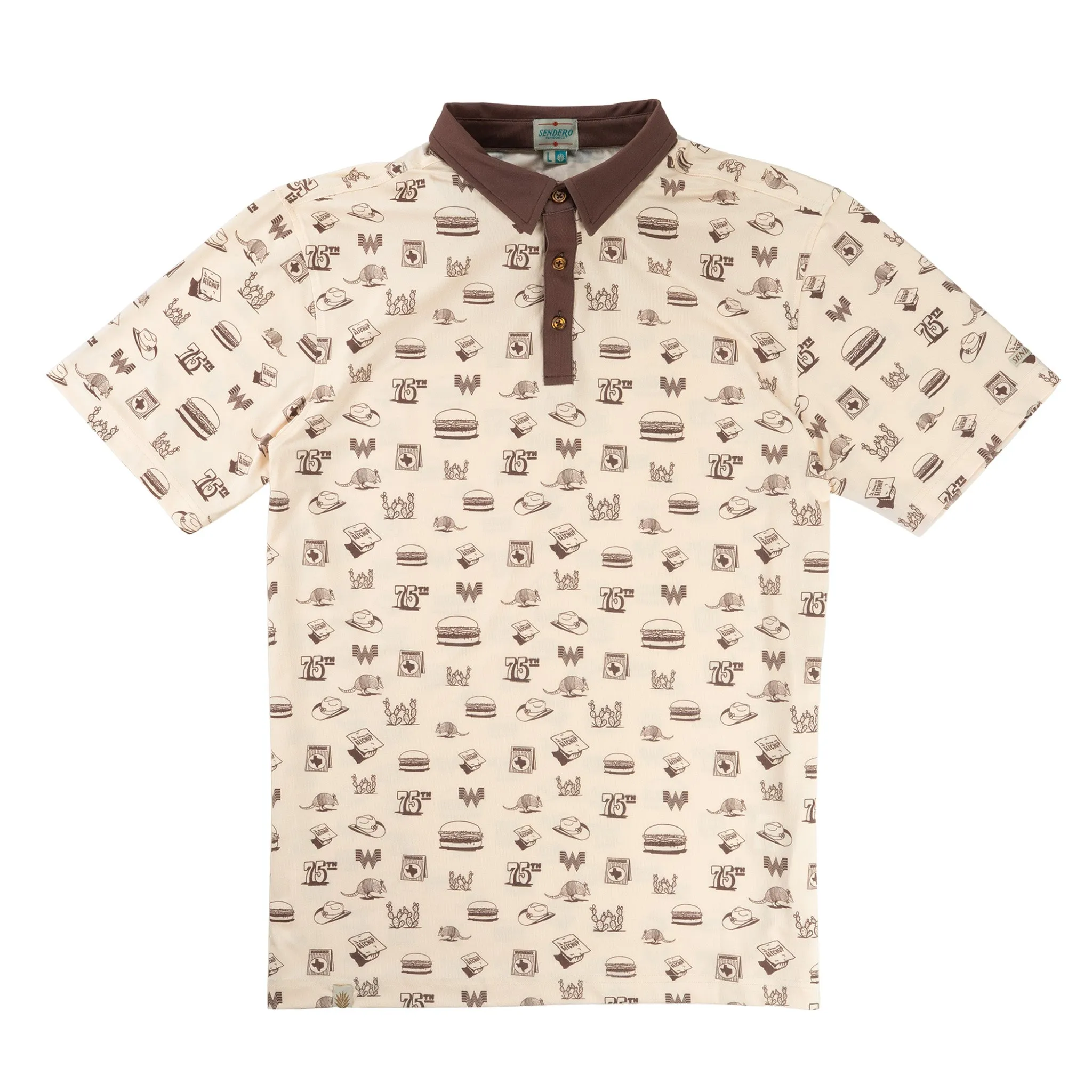 High Noon Performance Polo - Hamburguesa Print sold by Sendero Provisions CO