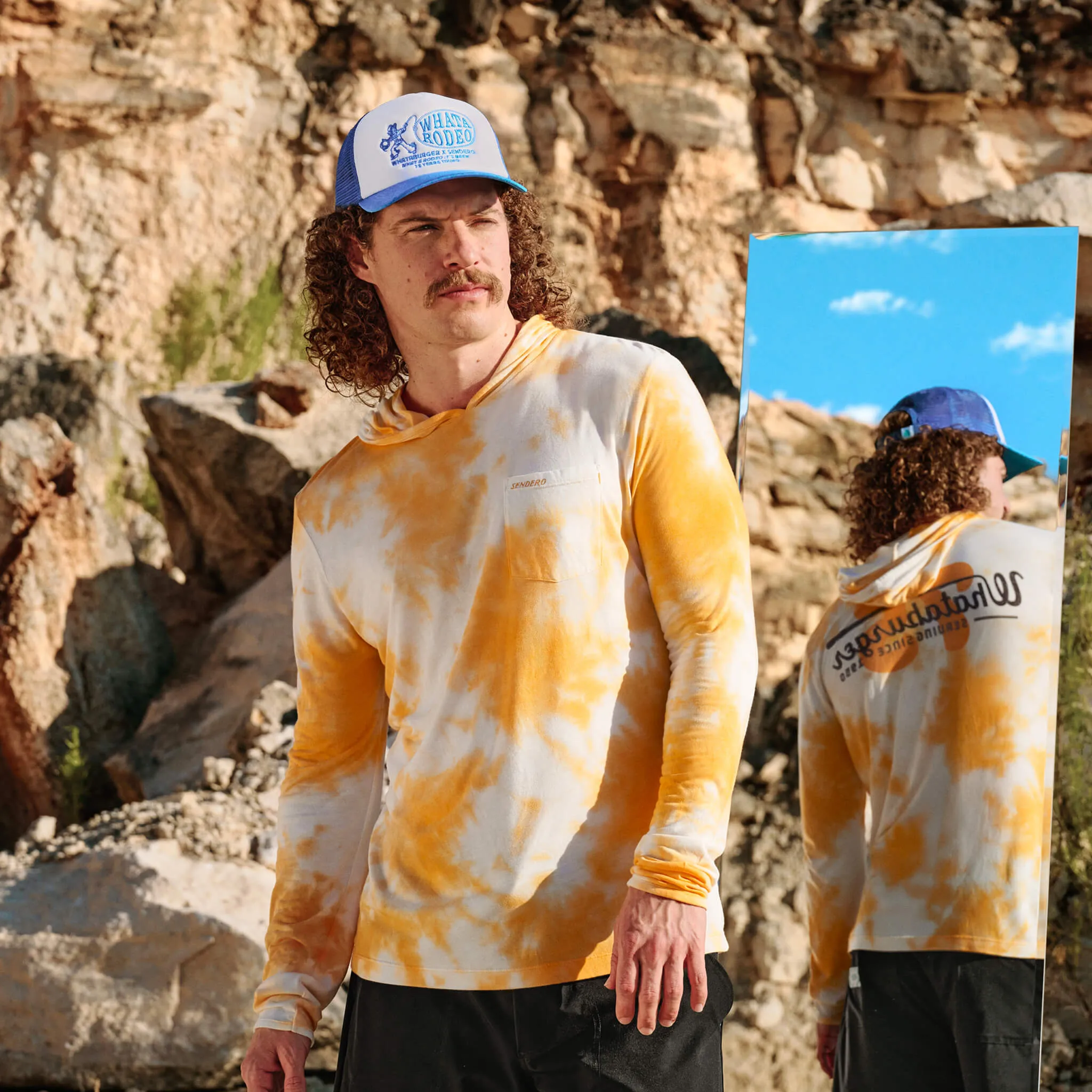Yucatan Bamboo Hoodie Tech Shirt - Tie Dye - Whataburger sold by Sendero Provisions CO product image thumbnail 2