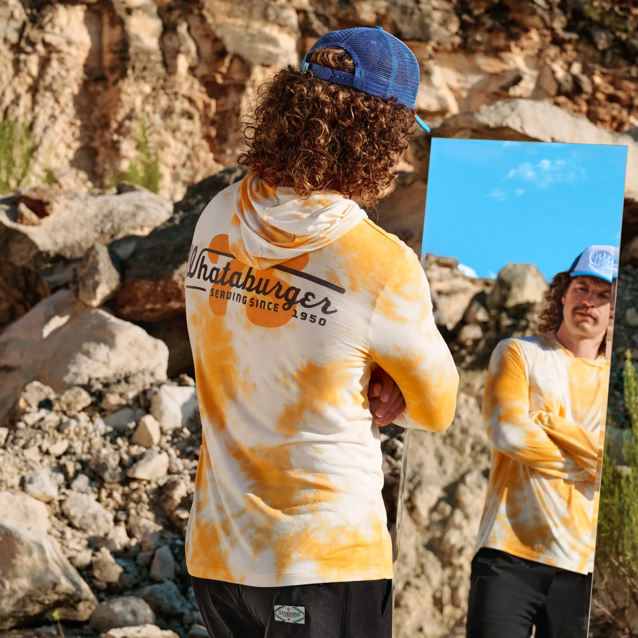 Yucatan Bamboo Hoodie Tech Shirt - Tie Dye - Whataburger sold by Sendero Provisions CO product image thumbnail 3