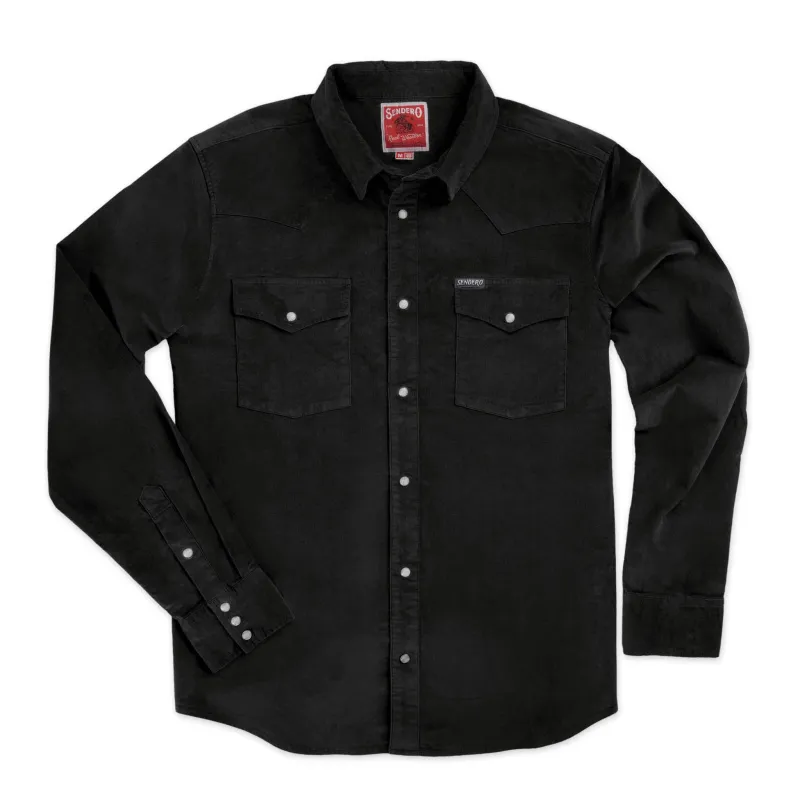 The Wyatt Pearl Snap Long Sleeve Corduroy Shirt - Charcoal made by Sendero Provisions CO
