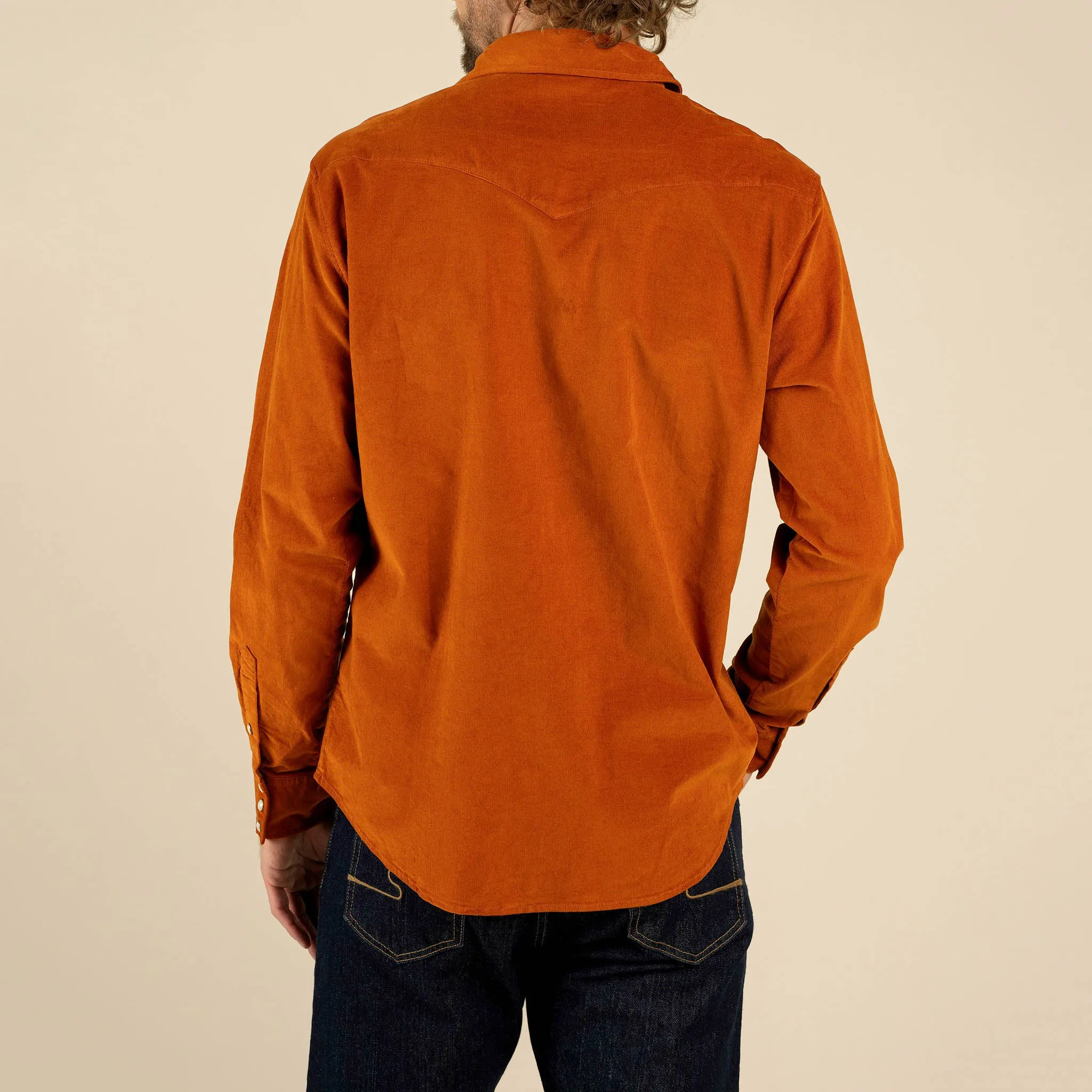 The Wyatt Pearl Snap Long Sleeve Corduroy Shirt - Burnt Orange sold by Sendero Provisions CO product image thumbnail 4
