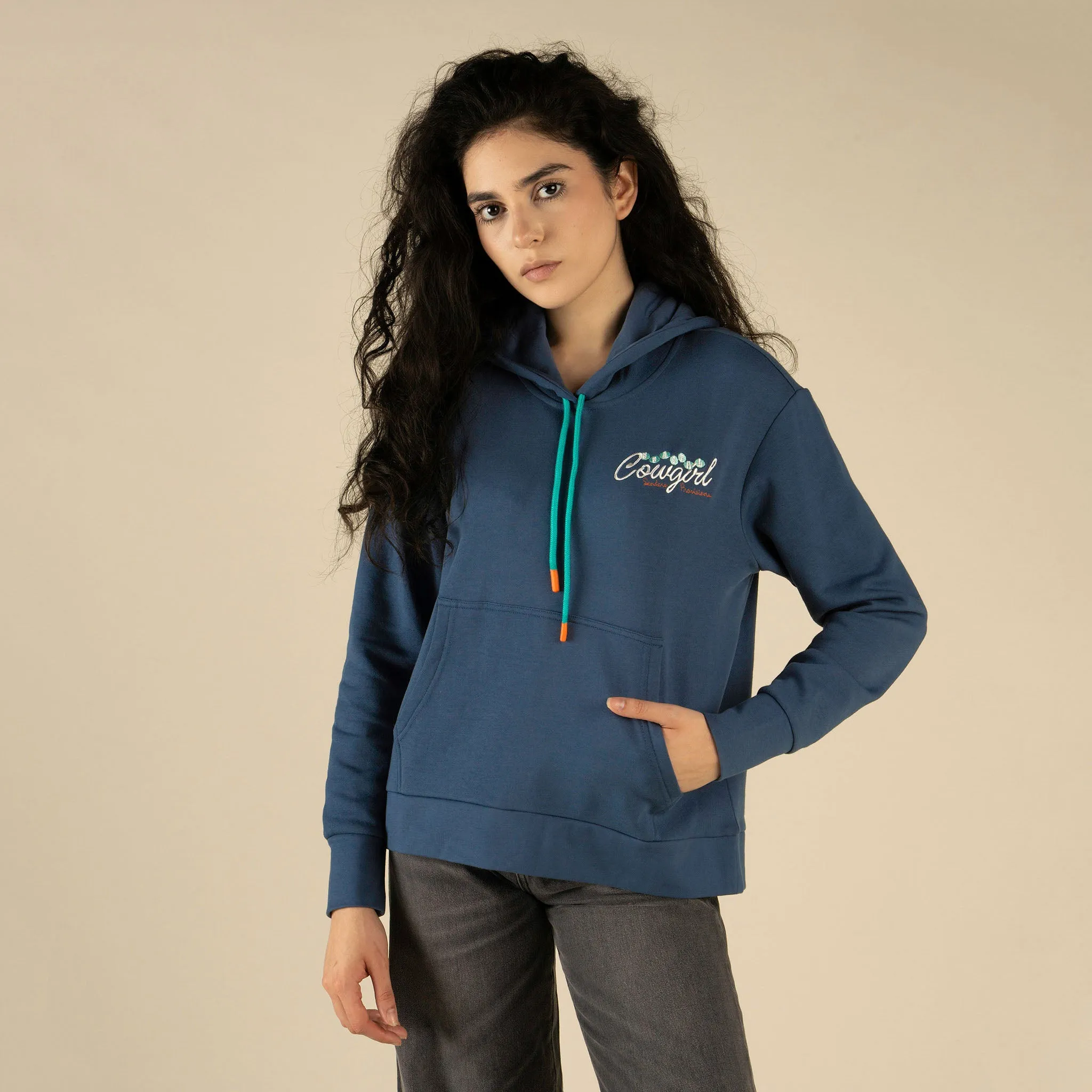 Coastal Cowgirl Crop Hoodie - Navy sold by Sendero Provisions CO