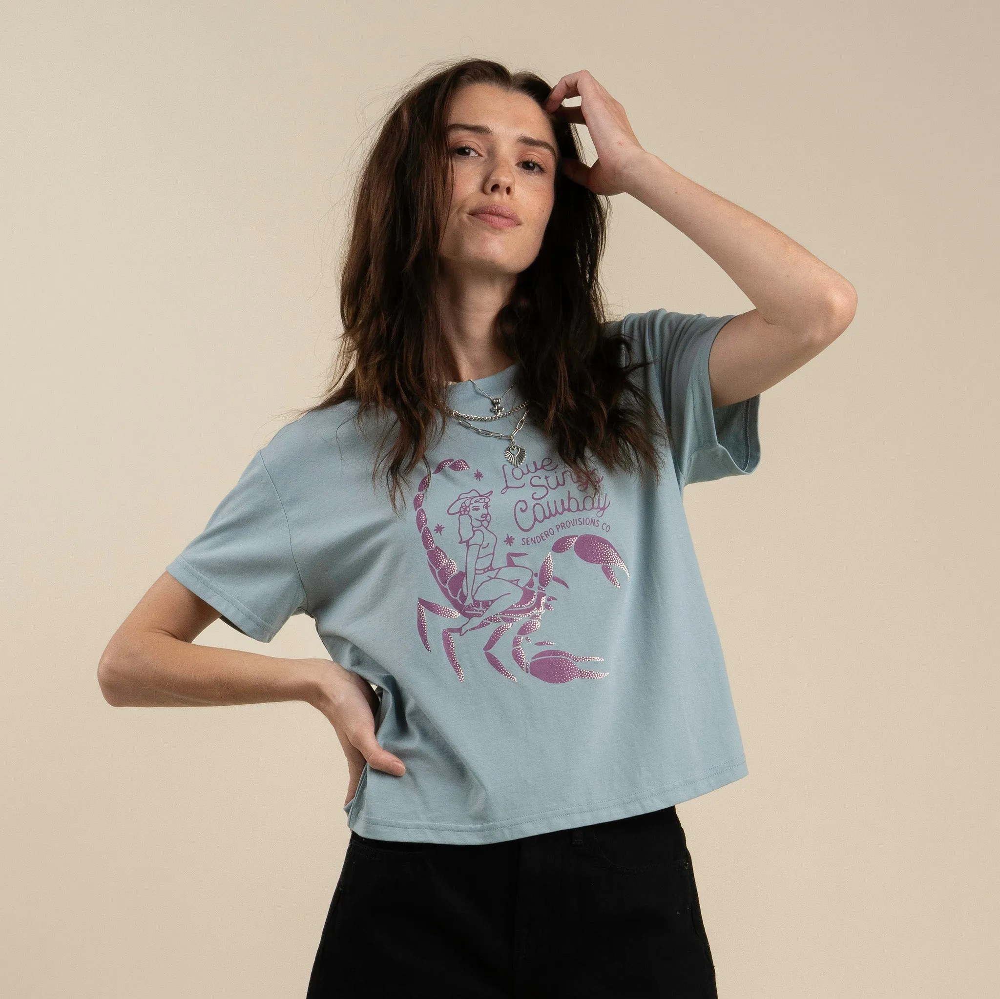 Love Stings Boxy Tee - Sterling Blue sold by Sendero Provisions CO