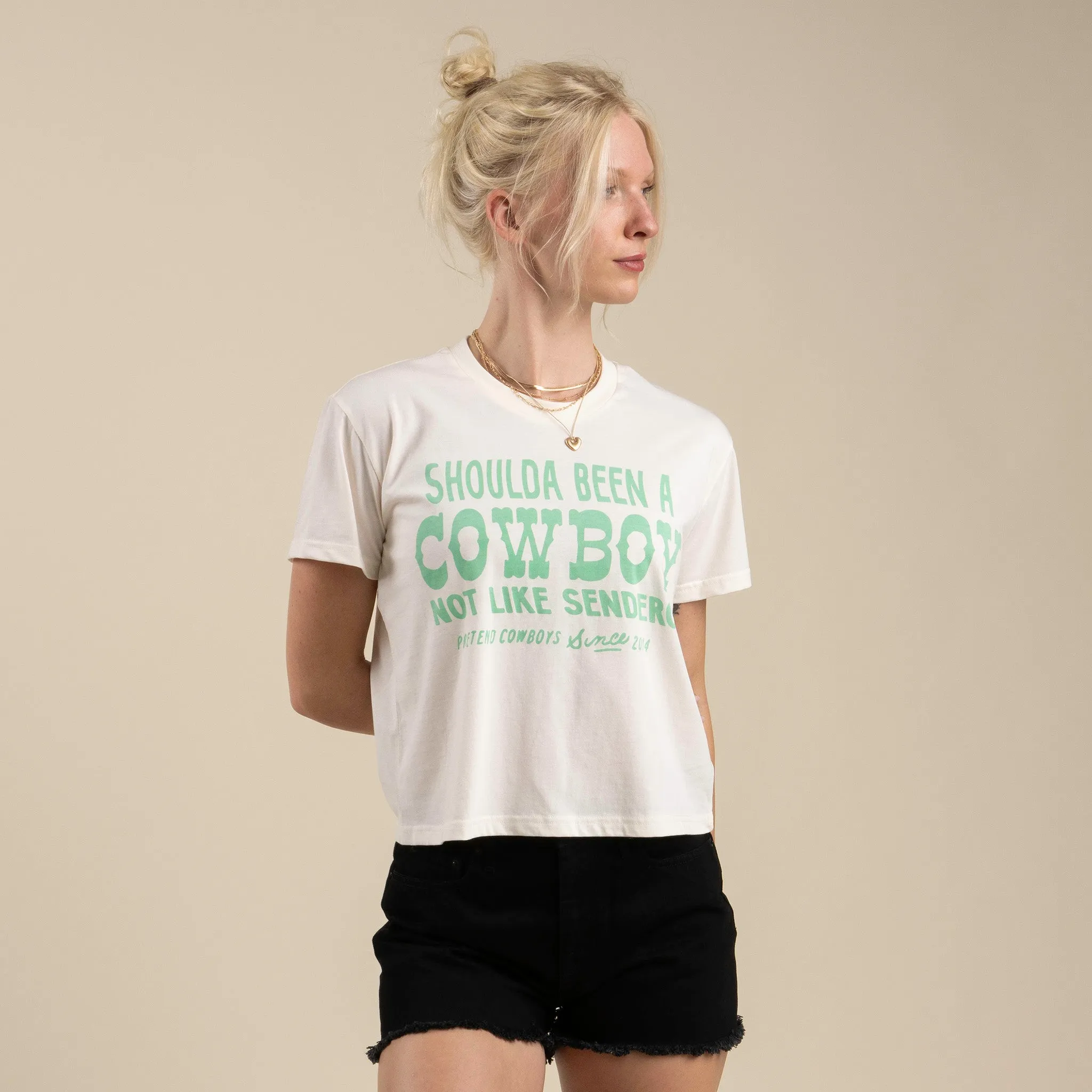 Shoulda Been A Cowboy Boxy Tee - Vintage White sold by Sendero Provisions CO
