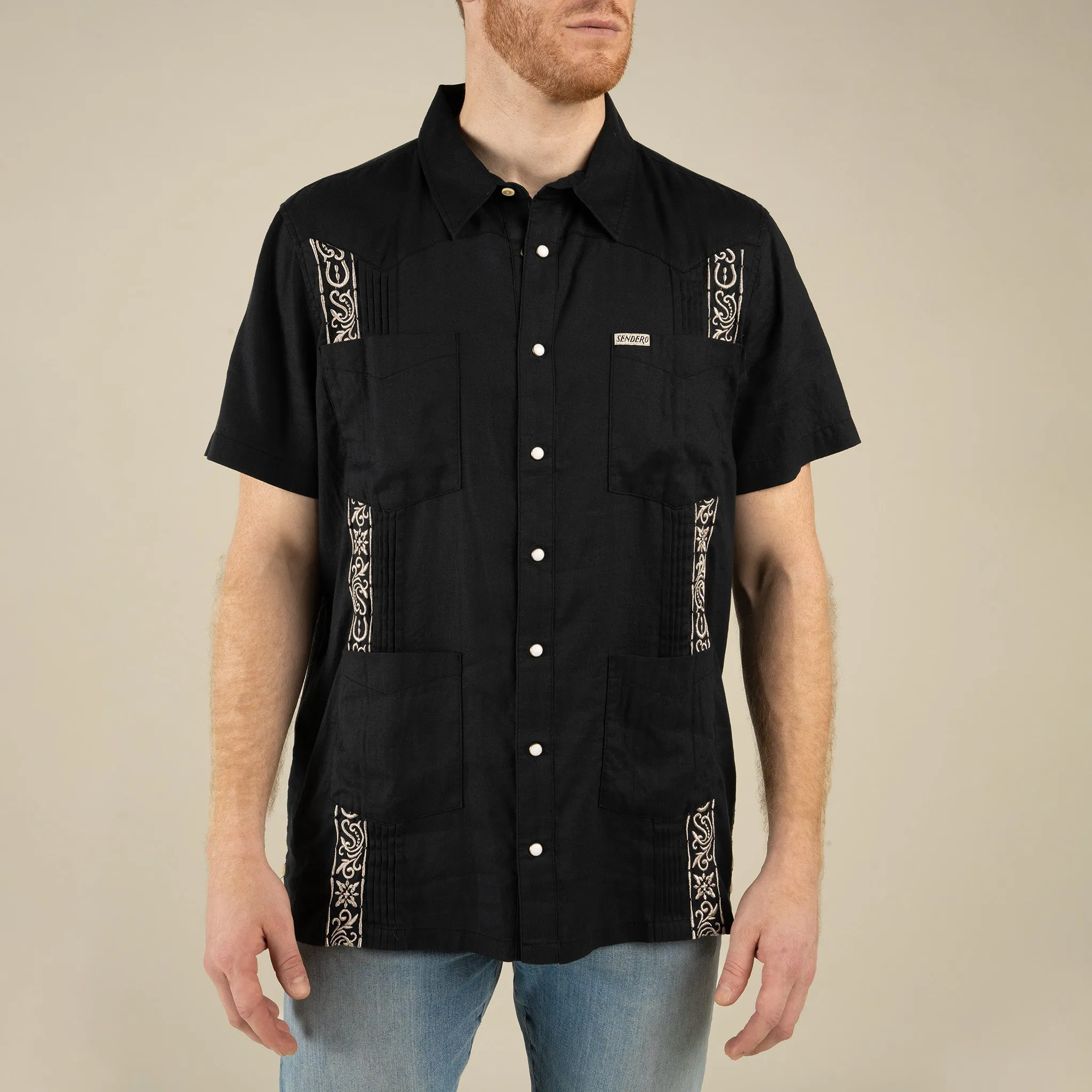 Caballero Guayabera Short Sleeve Shirt - Black sold by Sendero Provisions CO product image thumbnail 3