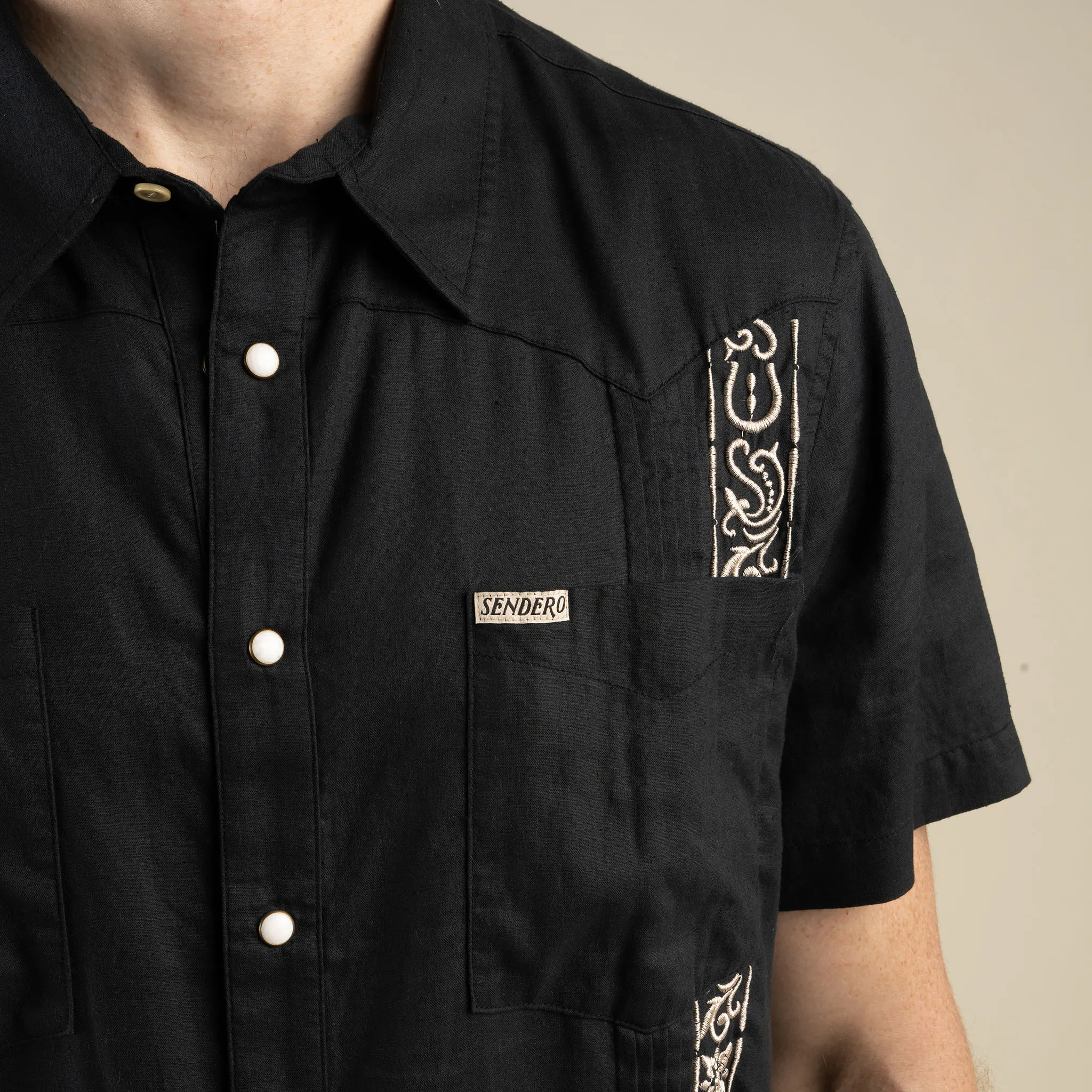 Caballero Guayabera Short Sleeve Shirt - Black sold by Sendero Provisions CO product image thumbnail 4