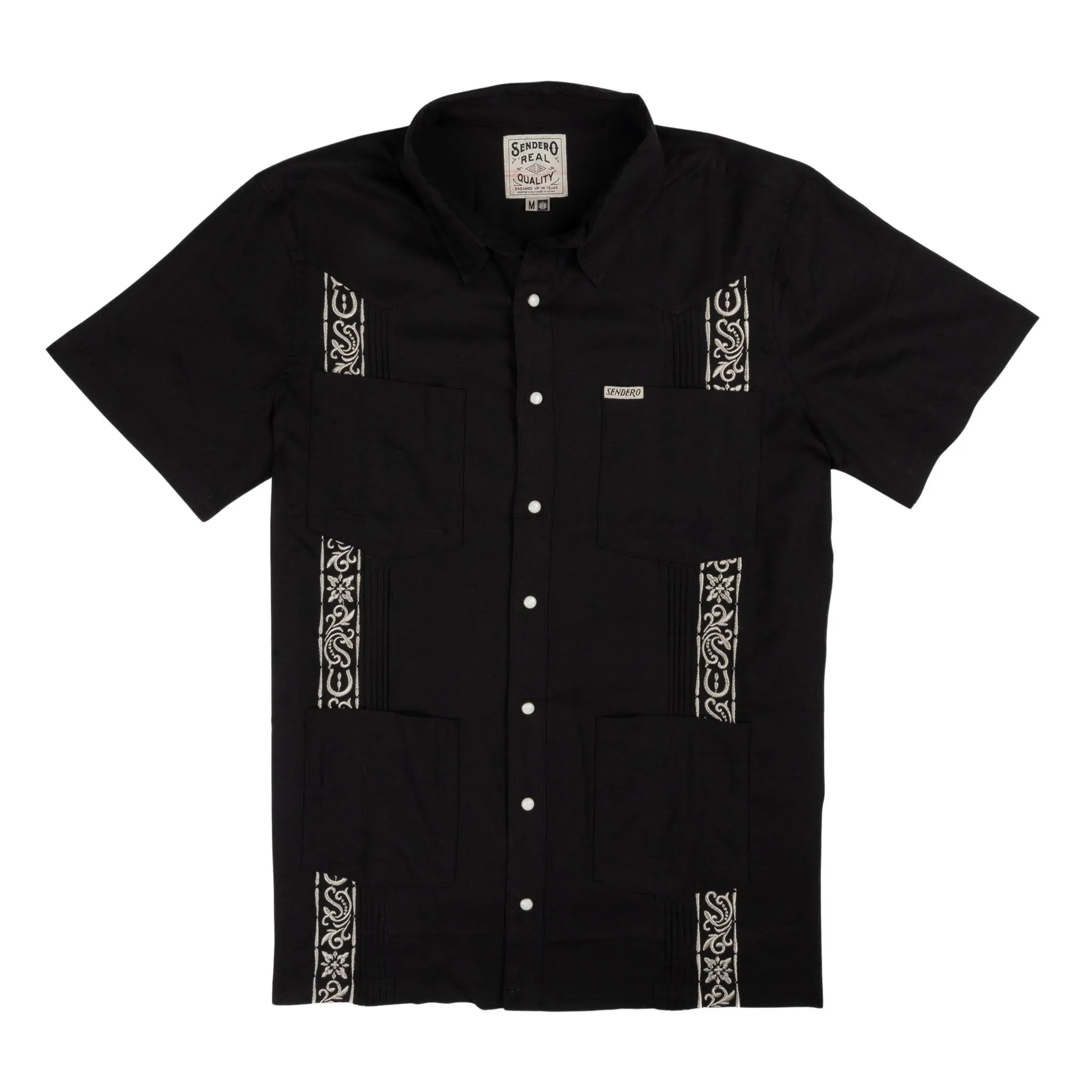 Caballero Guayabera Short Sleeve Shirt - Black sold by Sendero Provisions CO
