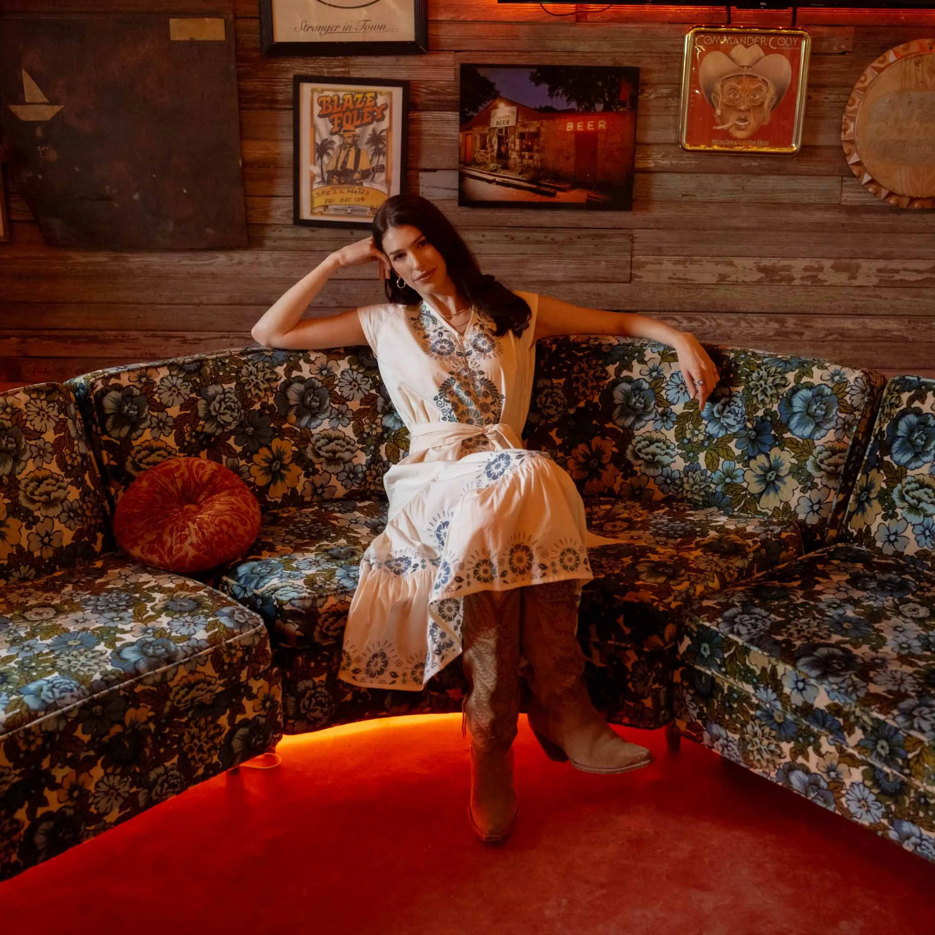 The Emilia Dress - Ivory - Teal sold by Sendero Provisions CO product image thumbnail 2