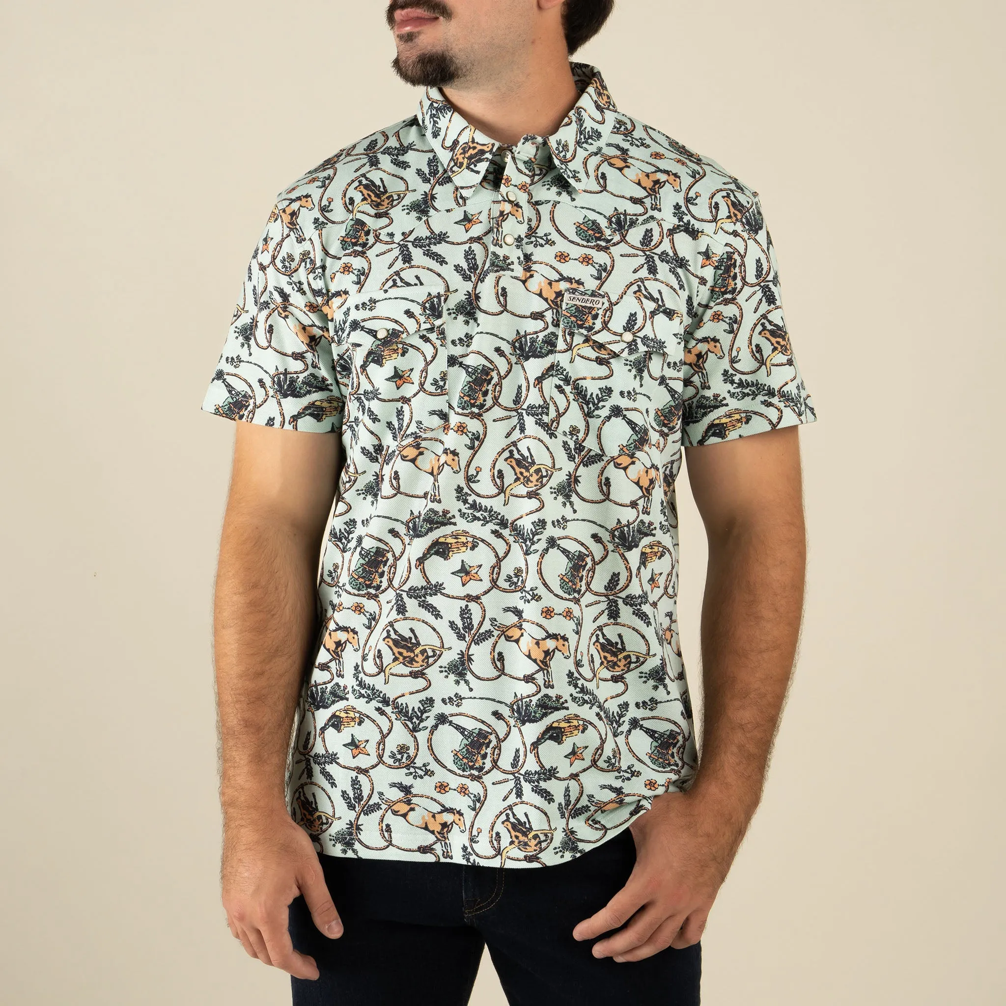 Cantina Pique Polo - High Lonesome - Dusty Teal sold by Sendero Provisions CO product image thumbnail 4