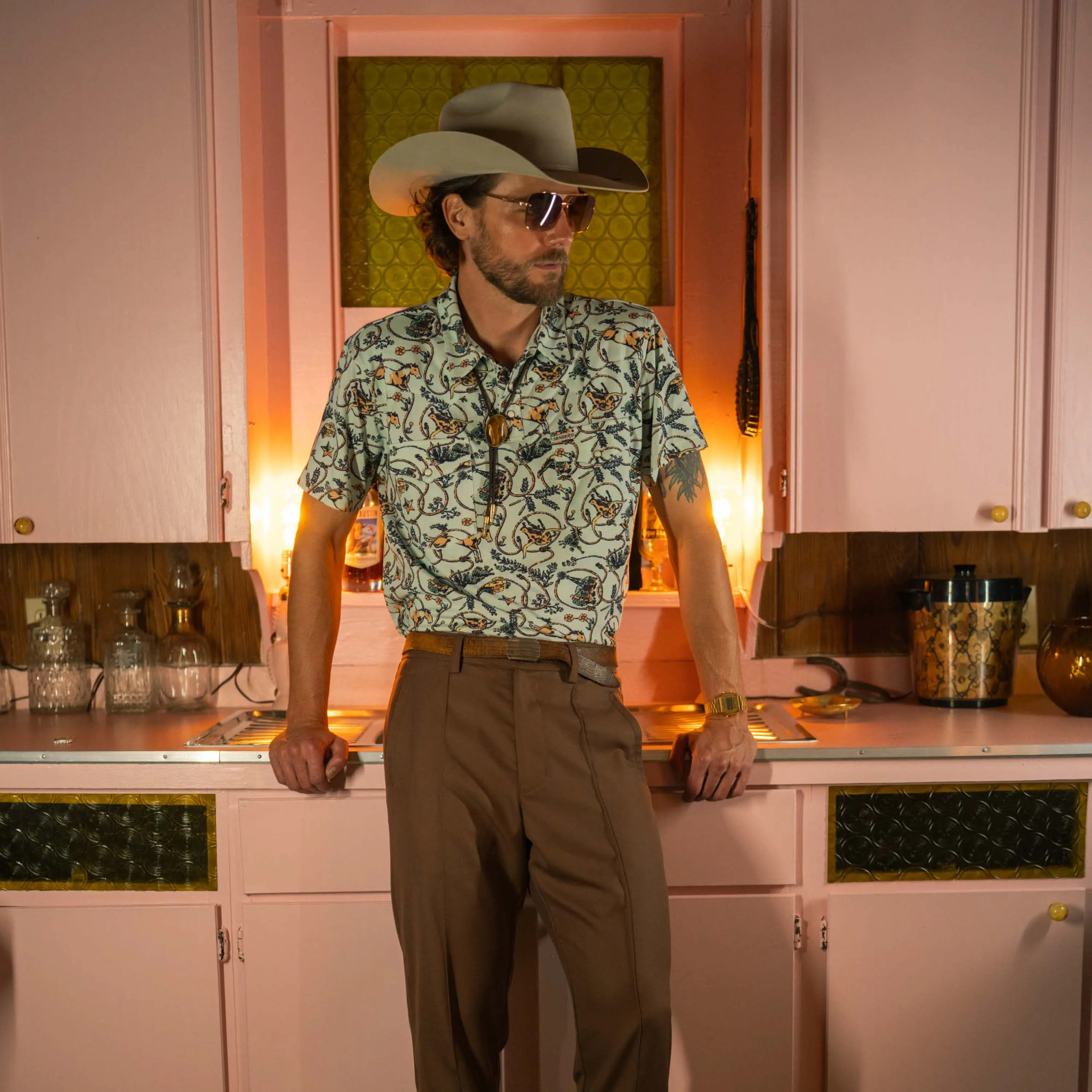 Cantina Pique Polo - High Lonesome - Dusty Teal sold by Sendero Provisions CO product image thumbnail 2