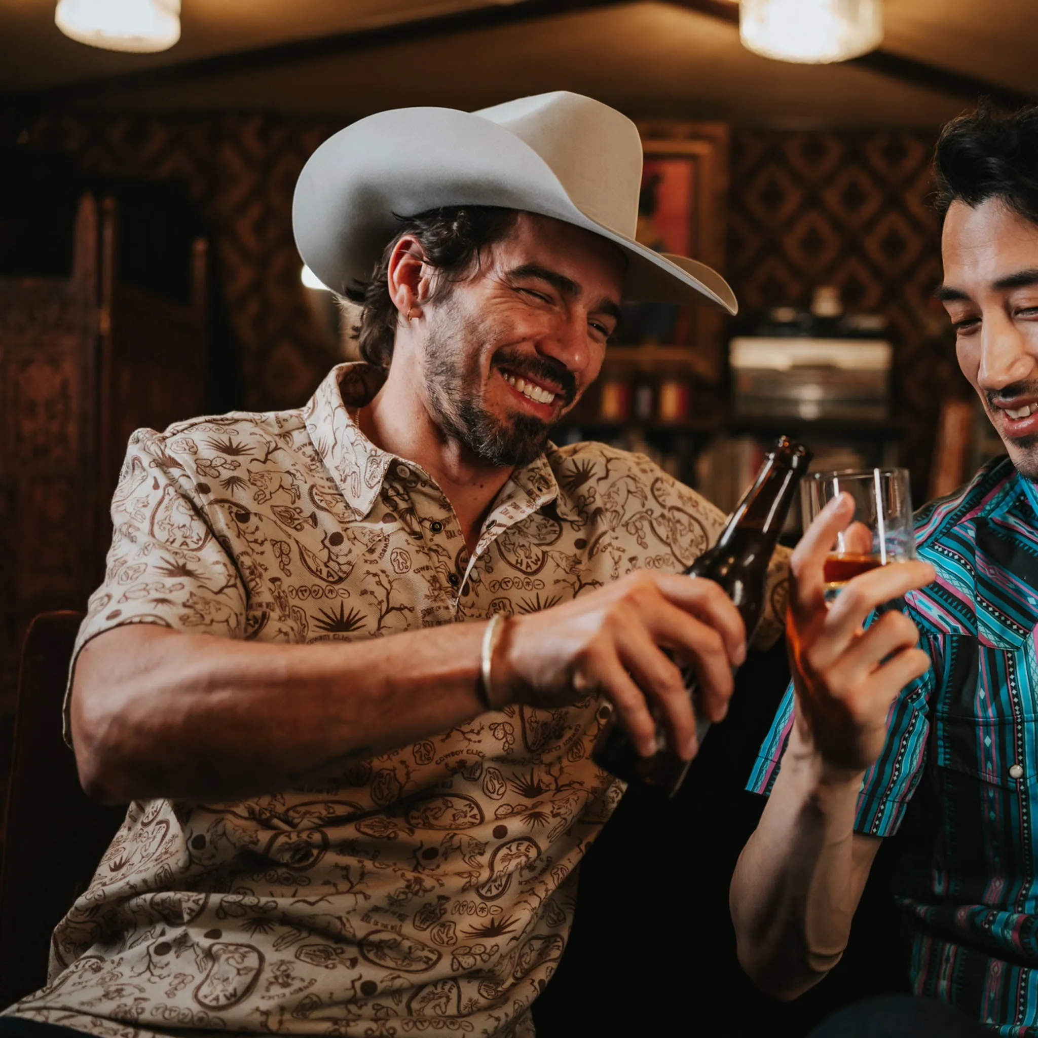 Cantina Pique Polo - Haw Yee Print - Tan sold by Sendero Provisions CO product image thumbnail 2