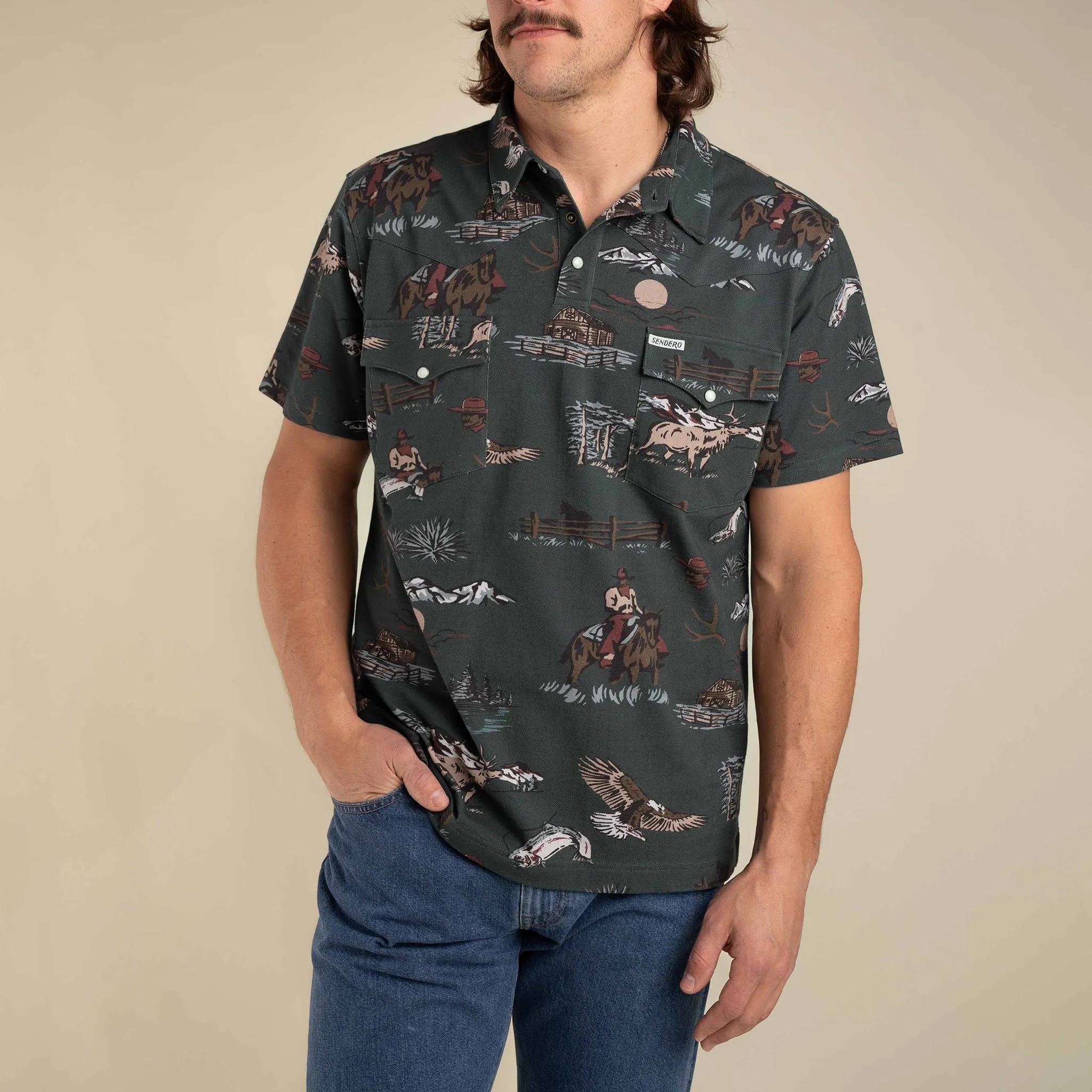Cantina Pique Polo - Sky Grande sold by Sendero Provisions CO product image thumbnail 3