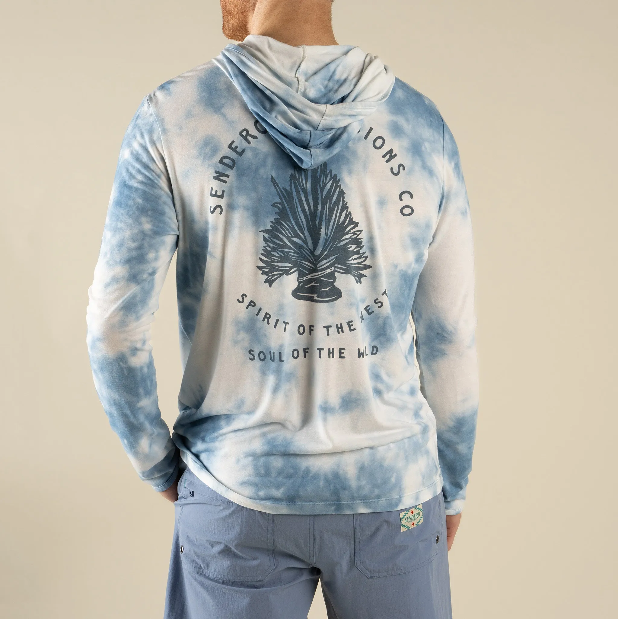 Yucatan Bamboo Hoodie Tech Long Sleeve Shirt - Tie Dye - Senderohead sold by Sendero Provisions CO product image thumbnail 2