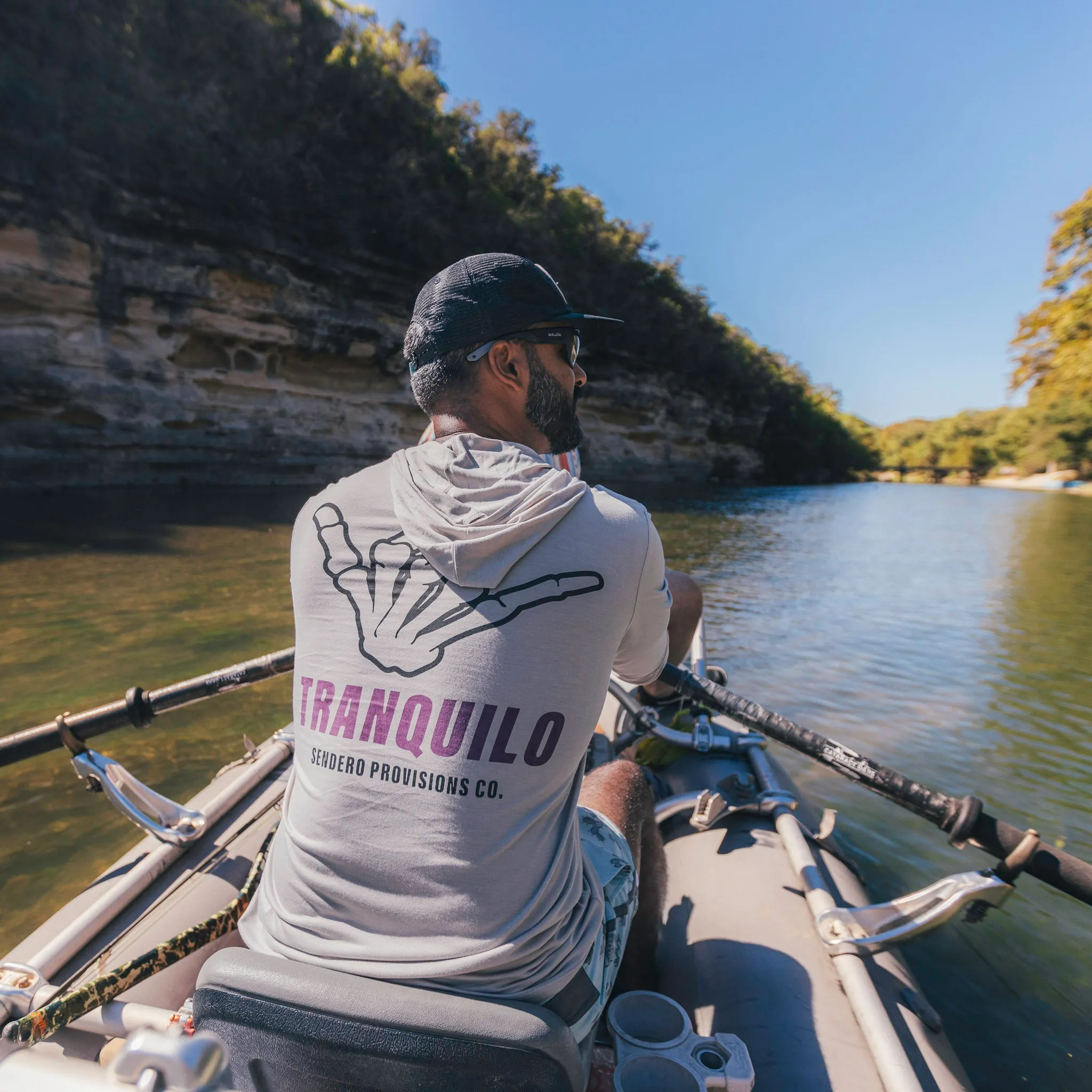 Yucatan Bamboo Hoodie Tech Shirt - Willamette Gray Print sold by Sendero Provisions CO product image thumbnail 2