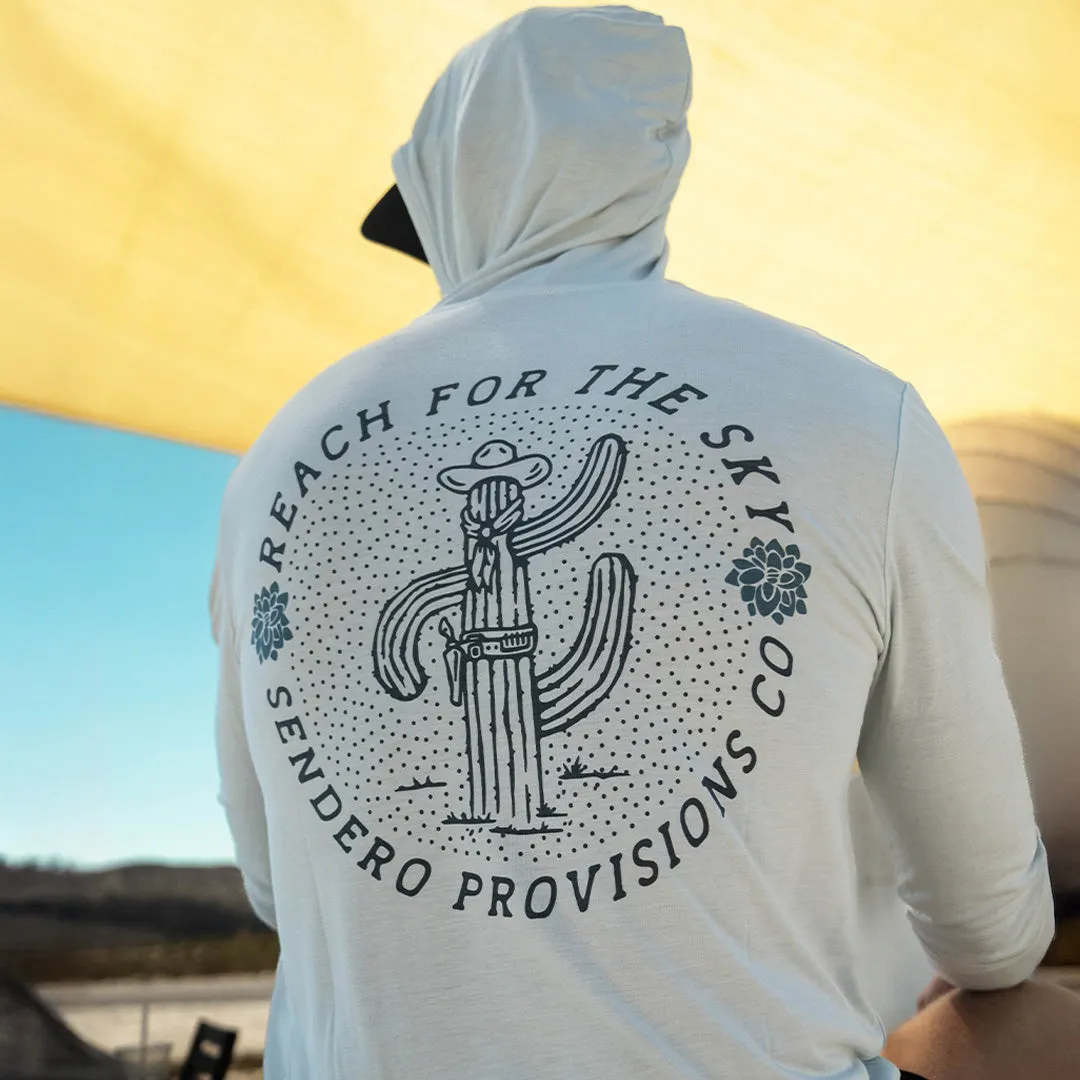 Yucatan Bamboo Hoodie Tech Shirt - Frio Blue - Reach for the Sky Print sold by Sendero Provisions CO product image thumbnail 2