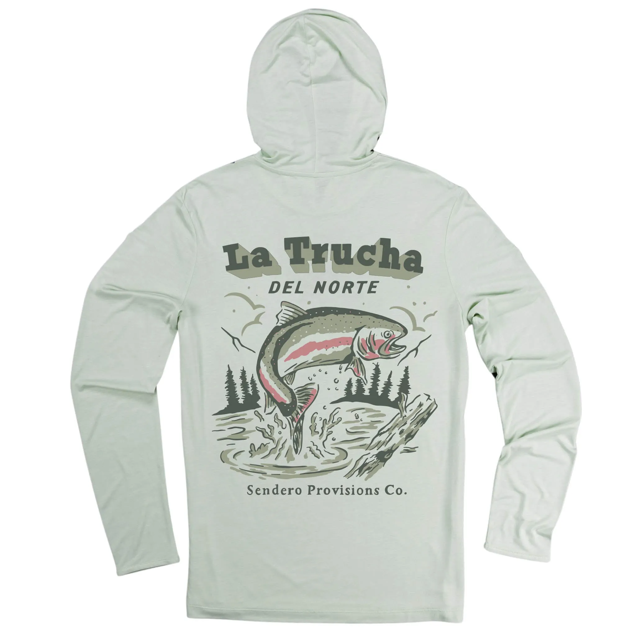 Yucatan Bamboo Hoodie Tech Shirt - Frio Blue - Reach for the Sky Print sold by Sendero Provisions CO product image thumbnail 4