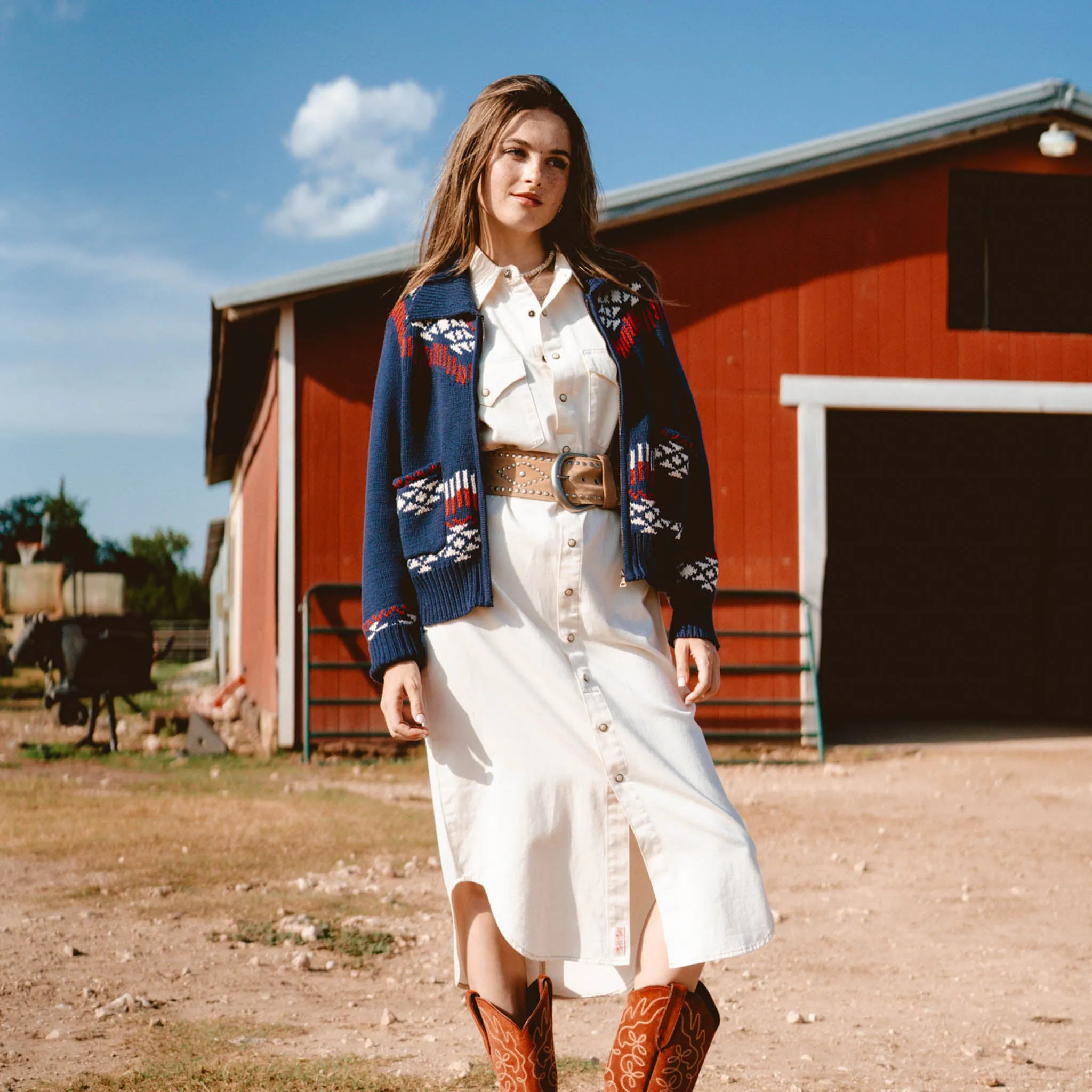 The Annie Pearl Snap Shirtdress - Ecru sold by Sendero Provisions CO product image thumbnail 2