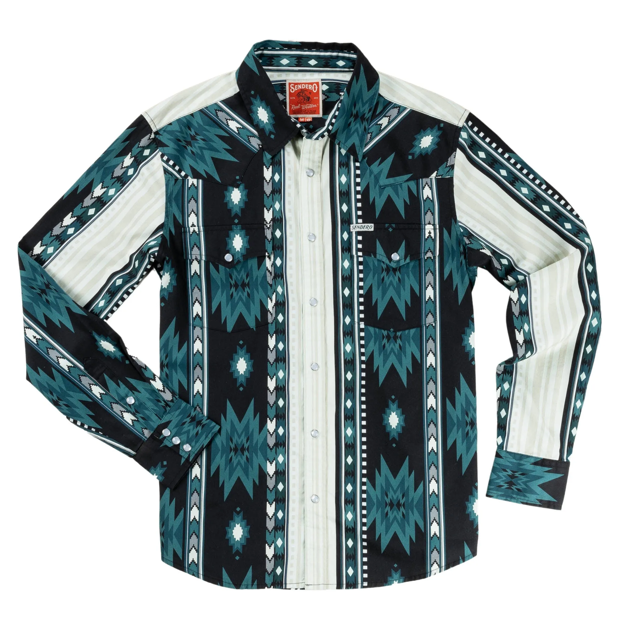 The Wyatt Pearl Snap Long Sleeve Serape Shirt - The Oasis Western Stripe sold by Sendero Provisions CO