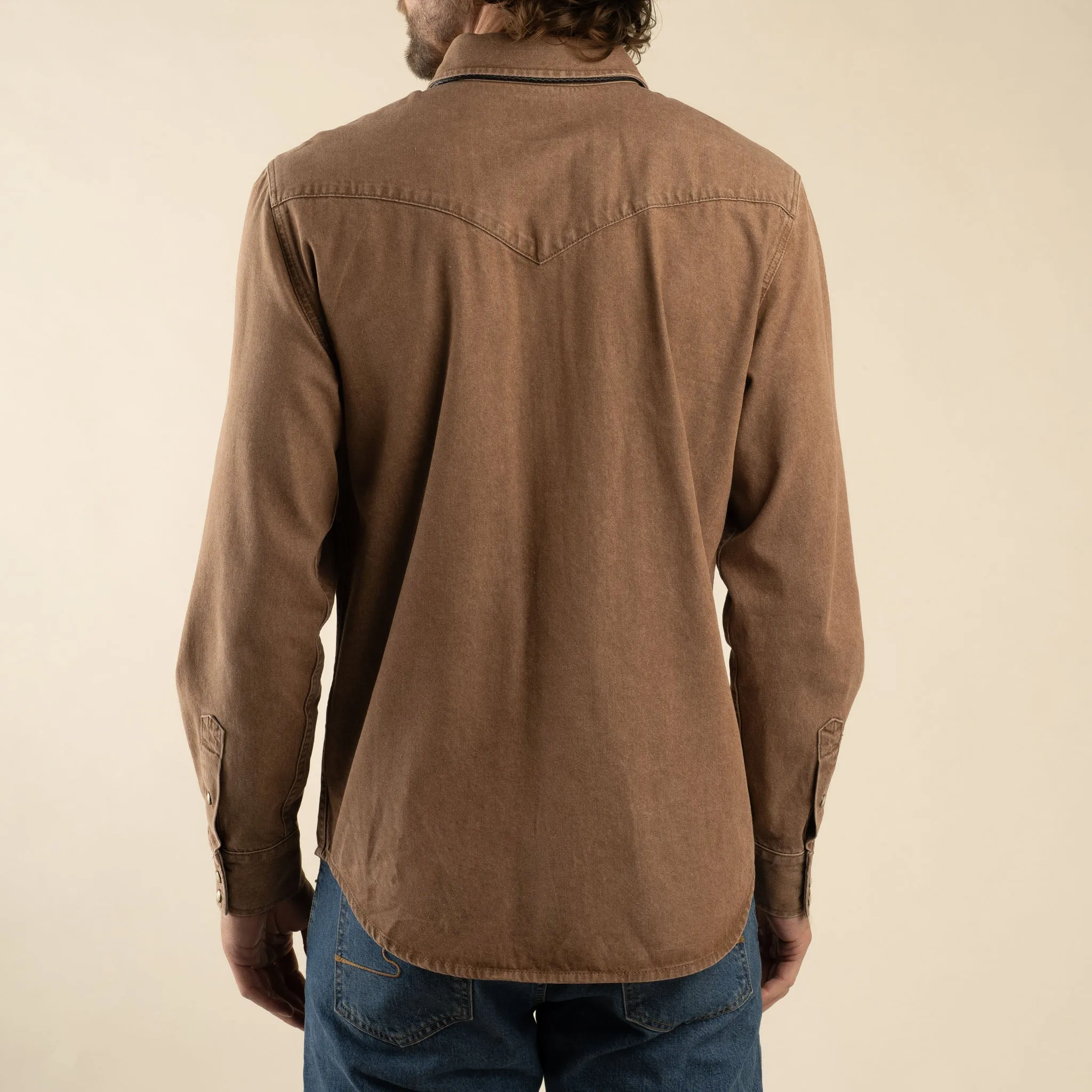 The Wyatt Pearl Snap Long Sleeve Denim Shirt - Faded Brown sold by Sendero Provisions CO product image thumbnail 4