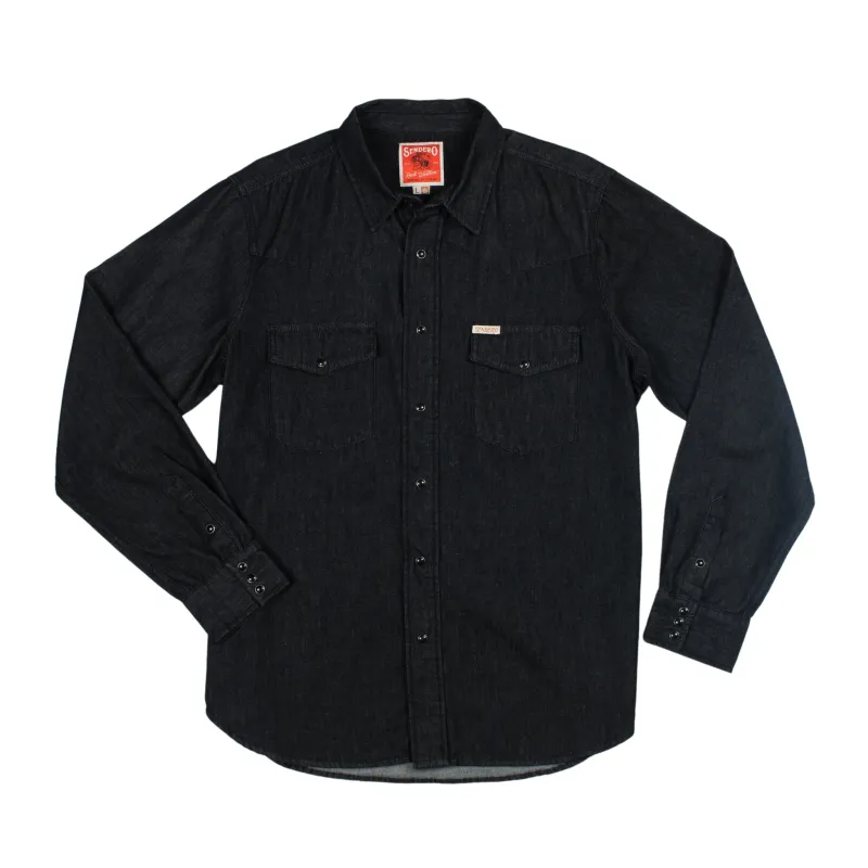 The Wyatt Pearl Snap Long Sleeve Denim Shirt - Midnight Denim made by Sendero Provisions CO