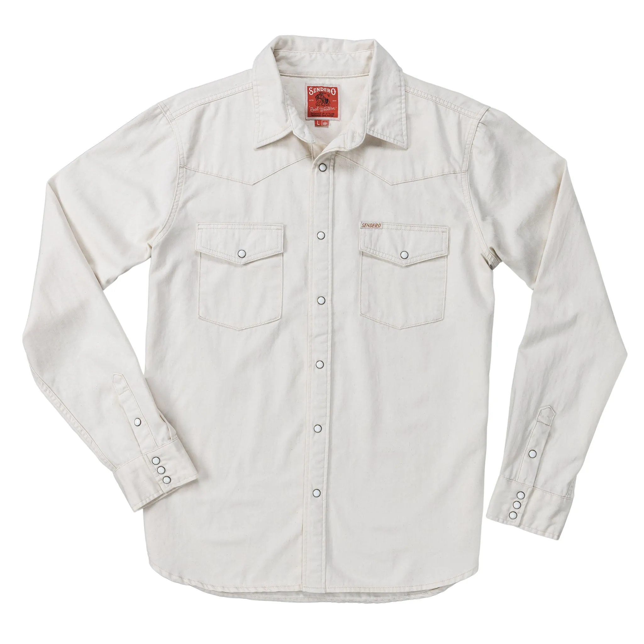 The Wyatt Pearl Snap Long Sleeve Denim Shirt - Ecru sold by Sendero Provisions CO