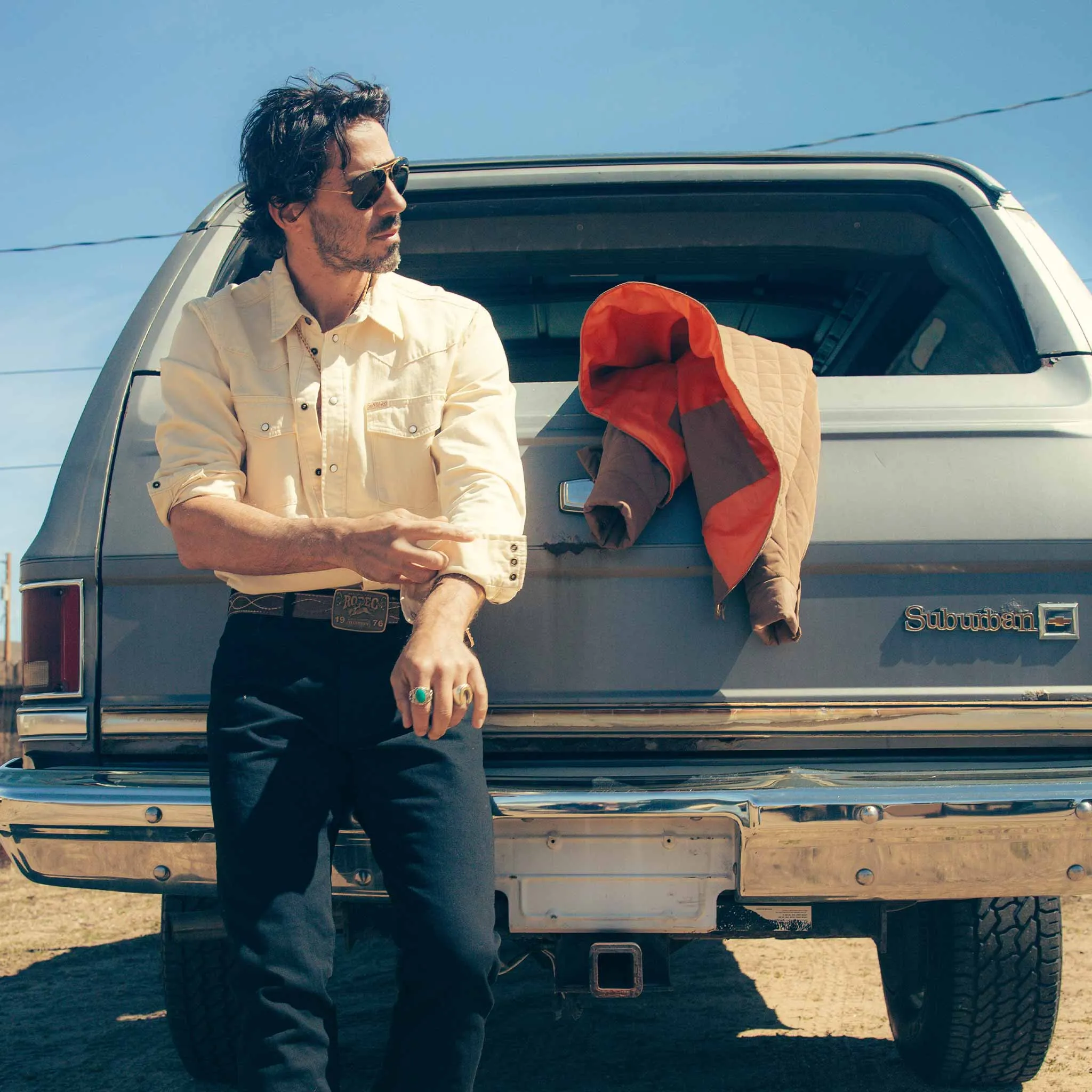 The Wyatt Pearl Snap Long Sleeve Denim Shirt - Ecru sold by Sendero Provisions CO product image thumbnail 2