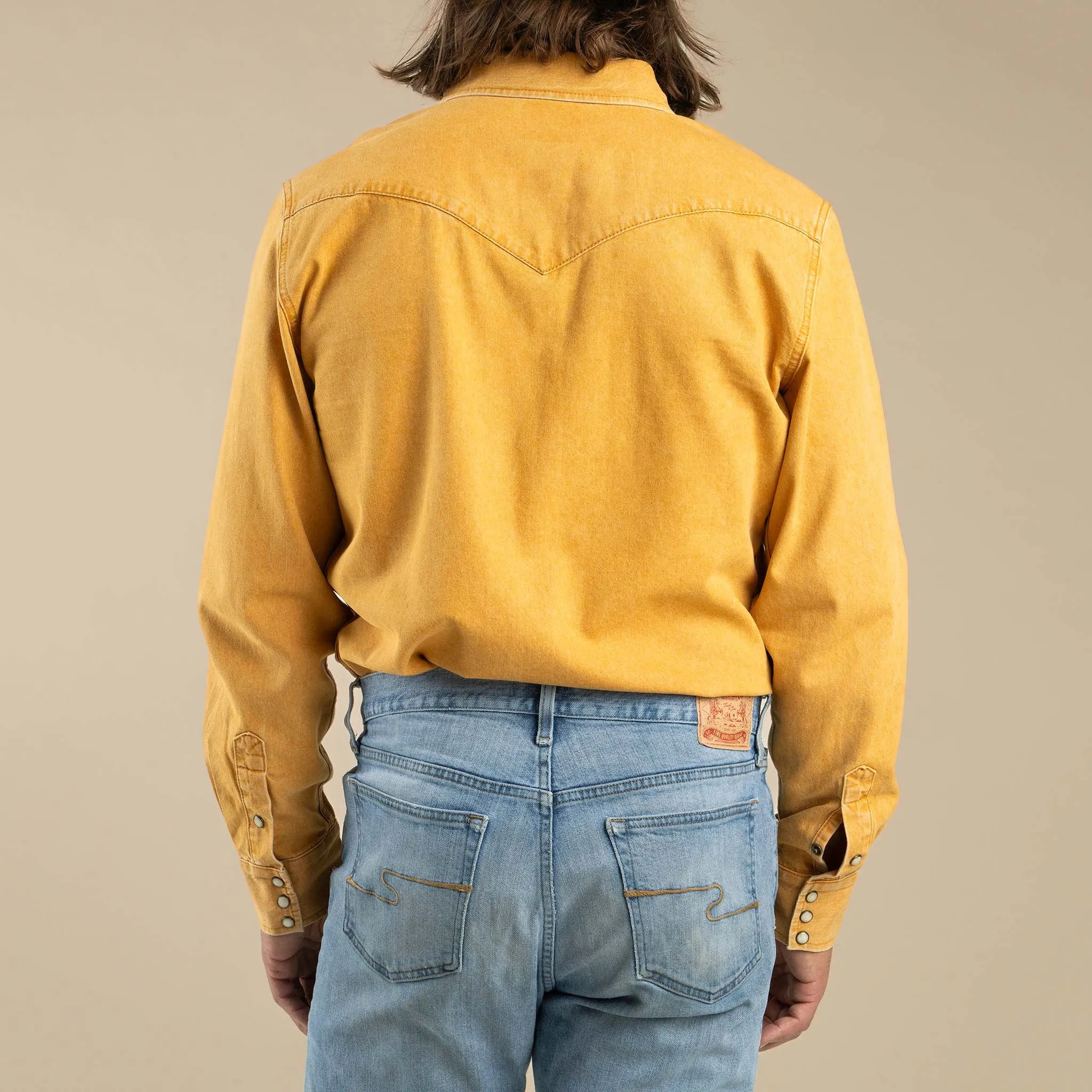 The Wyatt Pearl Snap Long Sleeve Denim Shirt - Faded Gold sold by Sendero Provisions CO product image thumbnail 4