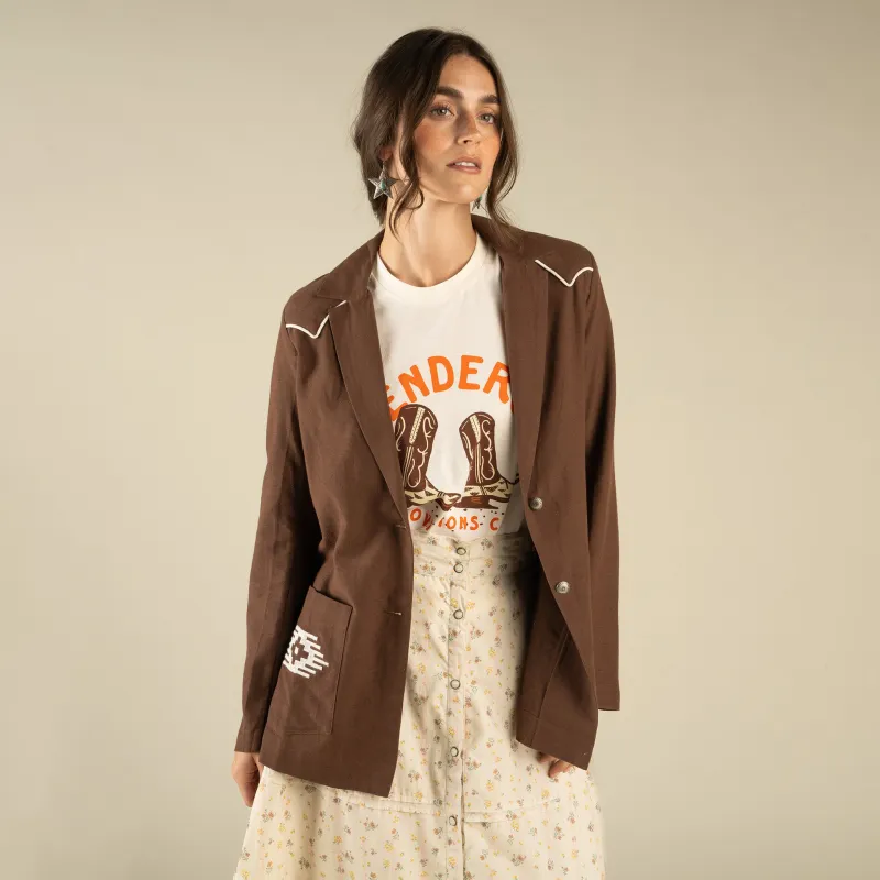 The Eleanor Relaxed Western Blazer - Oakroom made by Sendero Provisions CO
