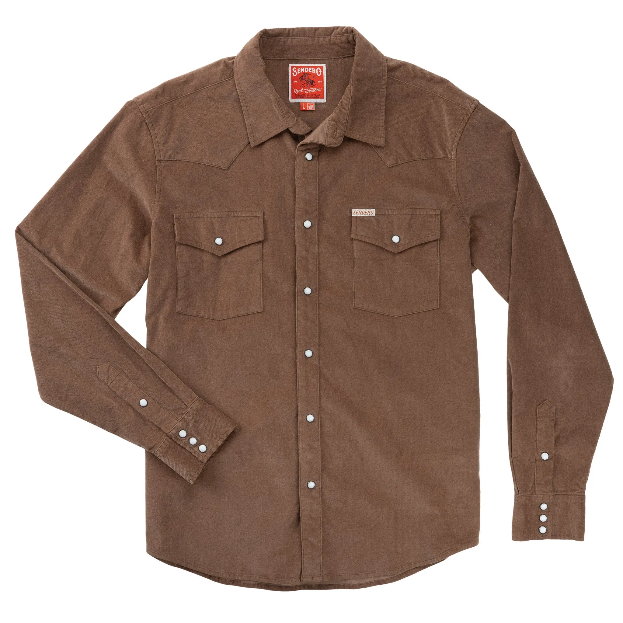 The Wyatt Pearl Snap Long Sleeve Corduroy Shirt sold by Sendero Provisions CO