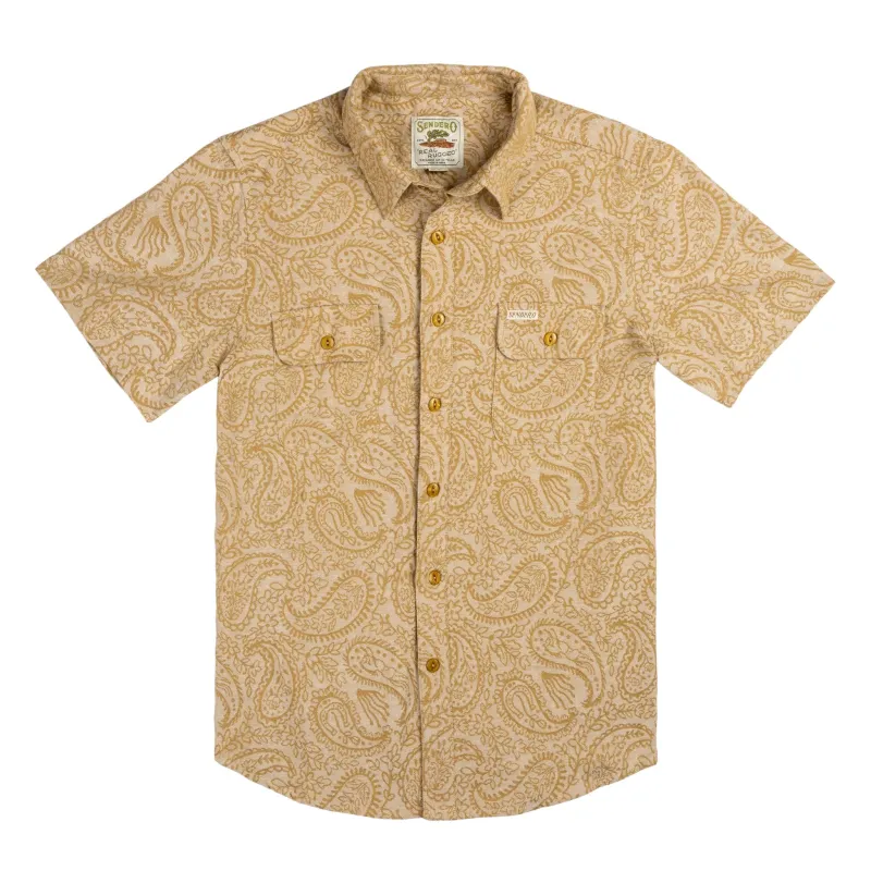 Boquillas Short Sleeve Shirt - Wildrose Paisley - Gold made by Sendero Provisions CO