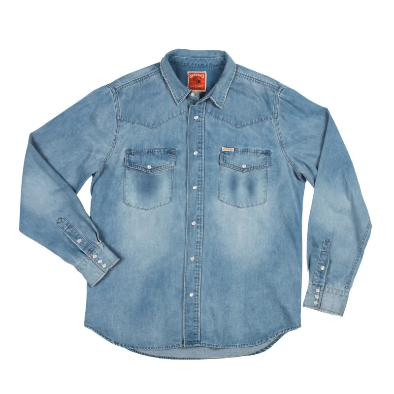 The Wyatt Pearl Snap Long Sleeve Denim Shirt made by Sendero Provisions CO