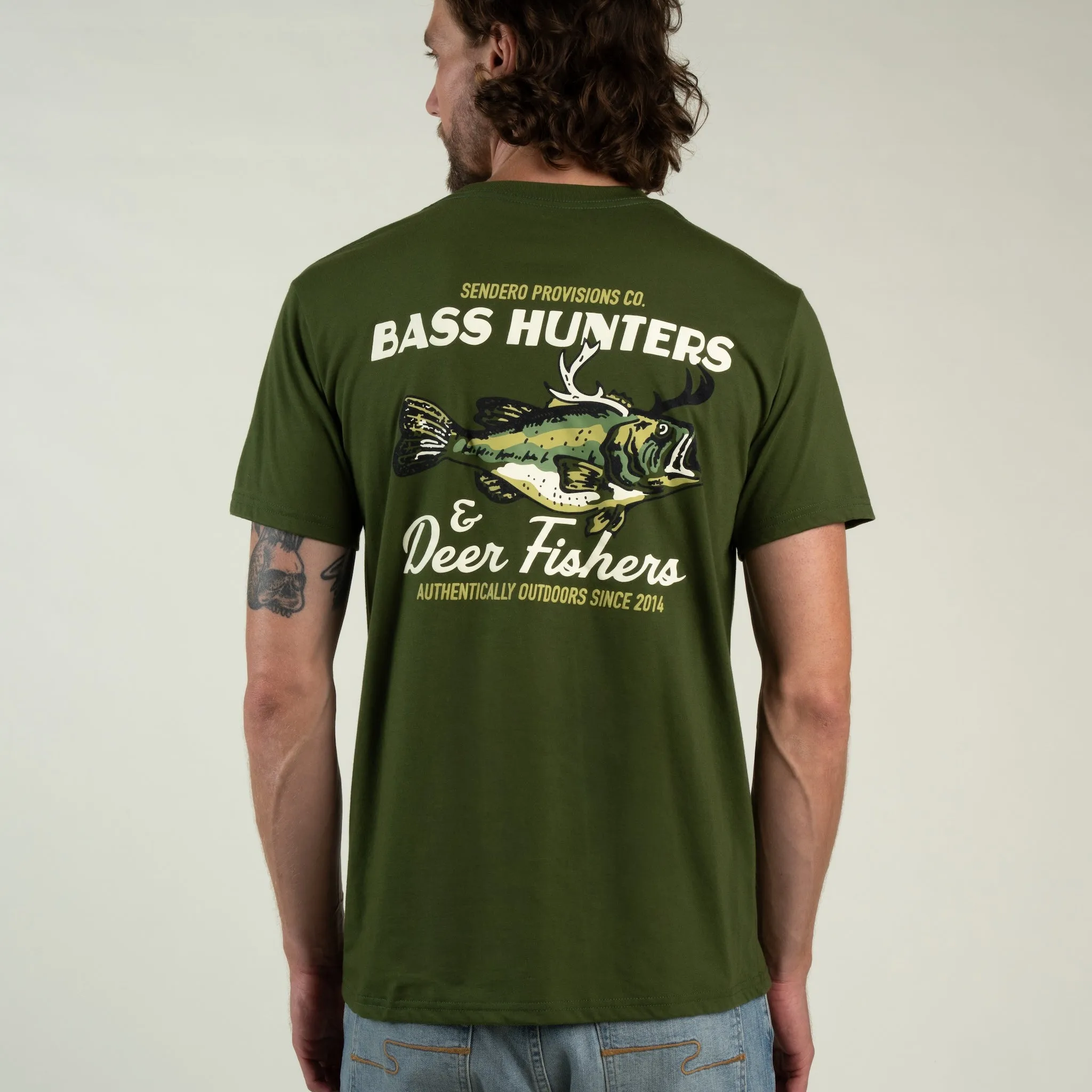 Deer Fishers T-Shirt - Army Green sold by Sendero Provisions CO