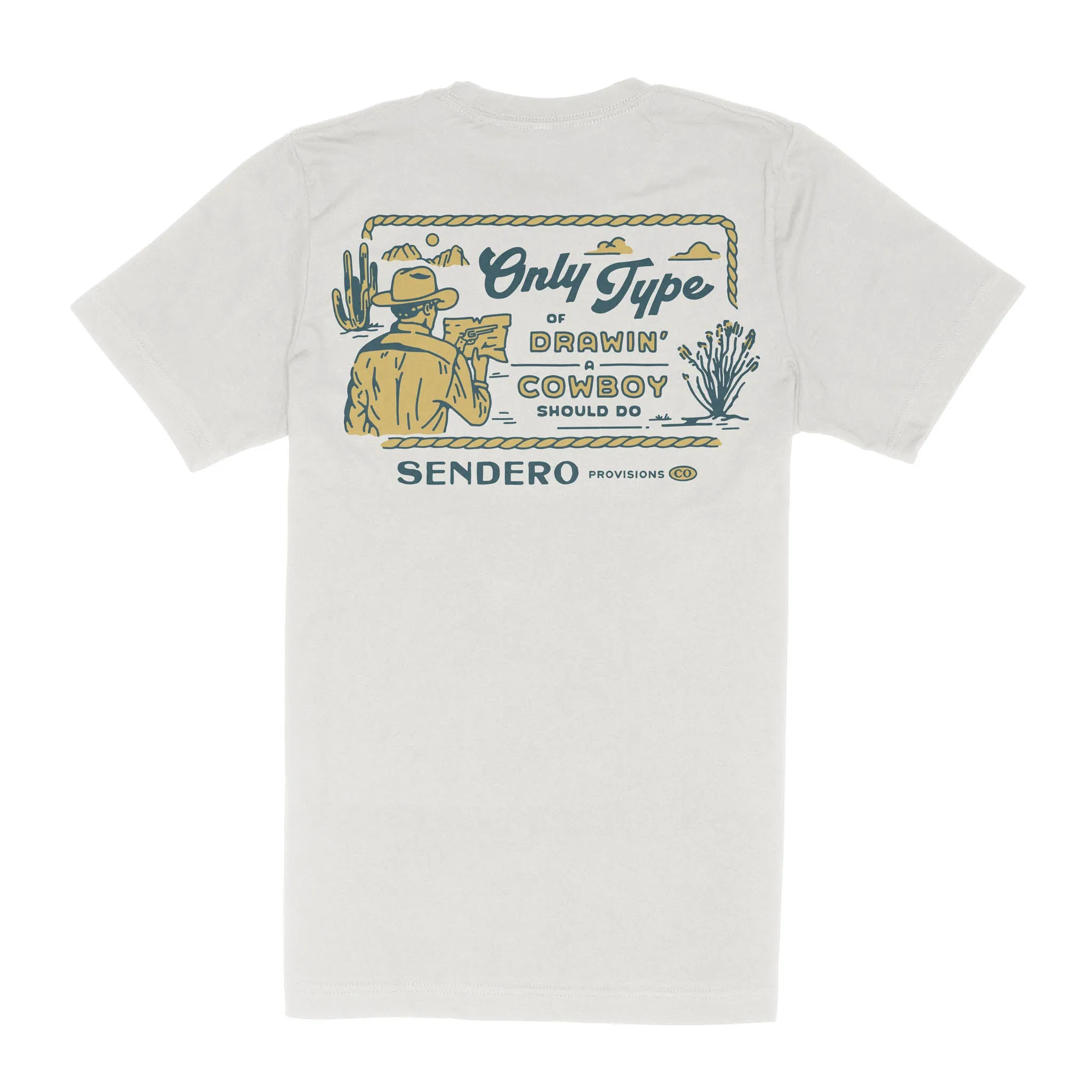 Cowboy Drawin' T-Shirt - Vintage White sold by Sendero Provisions CO product image thumbnail 4