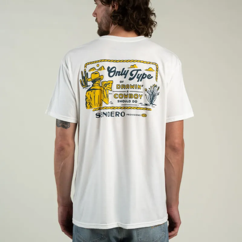 Cowboy Drawin' T-Shirt - Vintage White made by Sendero Provisions CO