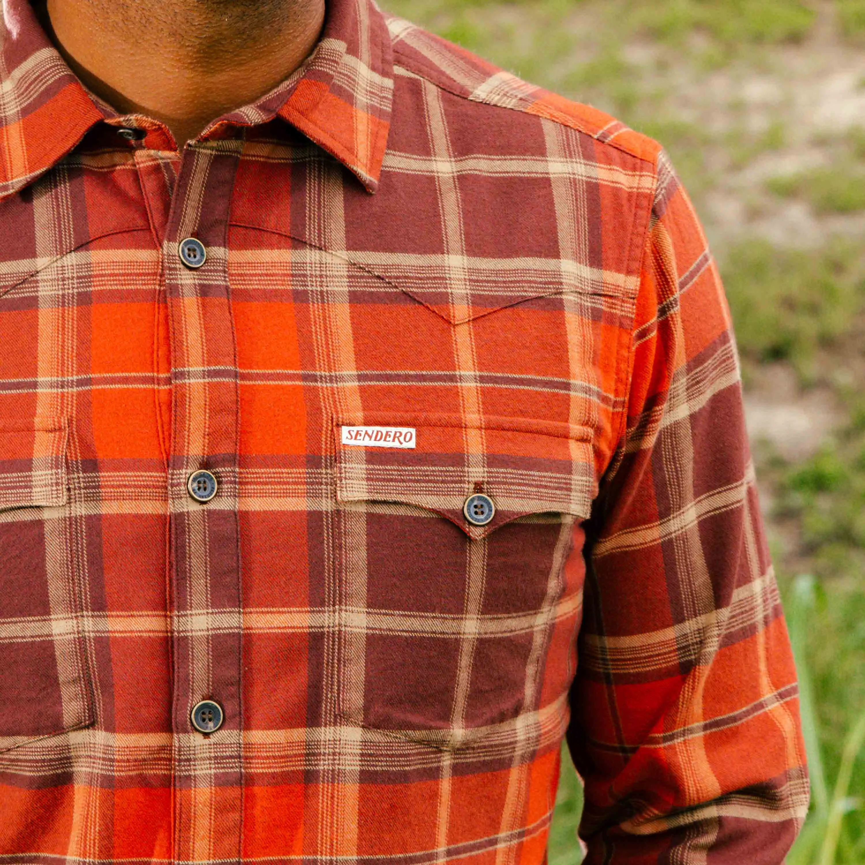 Durango Flannel - Lightweight Stretch - Moab Plaid - Redrock sold by Sendero Provisions CO product image thumbnail 3