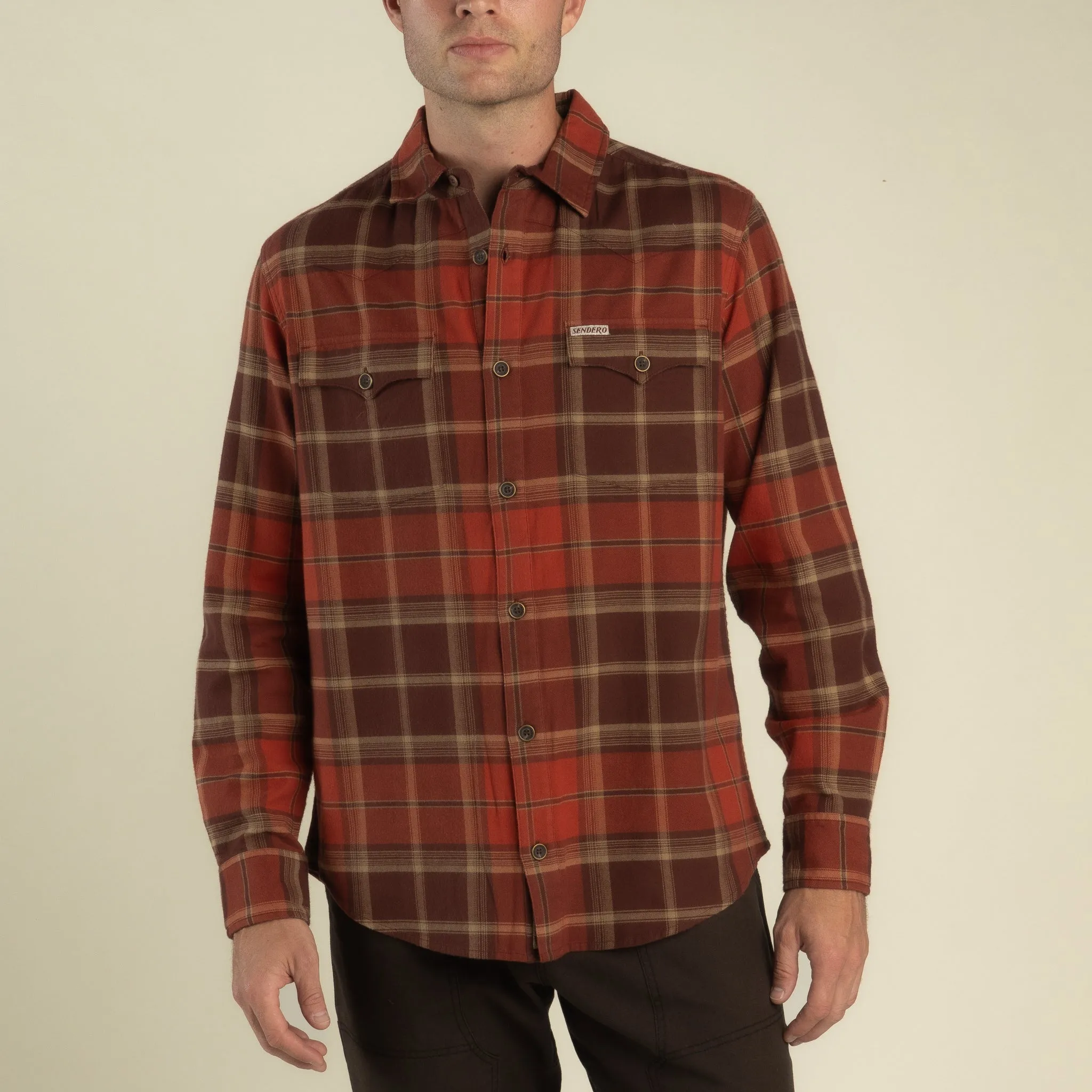 Durango Flannel - Lightweight Stretch - Moab Plaid - Redrock sold by Sendero Provisions CO product image thumbnail 5