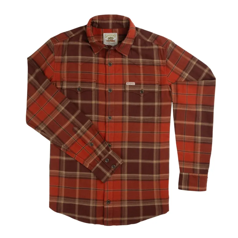 Durango Flannel - Lightweight Stretch - Moab Plaid - Redrock made by Sendero Provisions CO