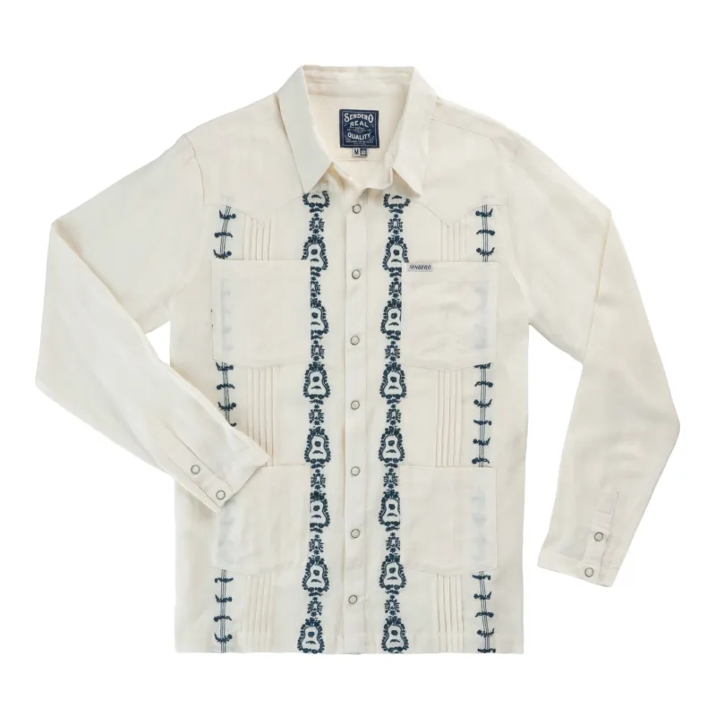 Caballero Guayabera Long Sleeve Shirt - Guitar Stripe - Cream made by Sendero Provisions CO